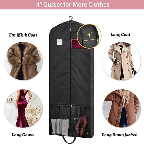 Miniatura 2 de Bolsas de vestir para vestidos largos, bolsas de ropa de 65 pulgadas para colgar ropa, bolsas de vestir para almacenamiento en armario y viajes,