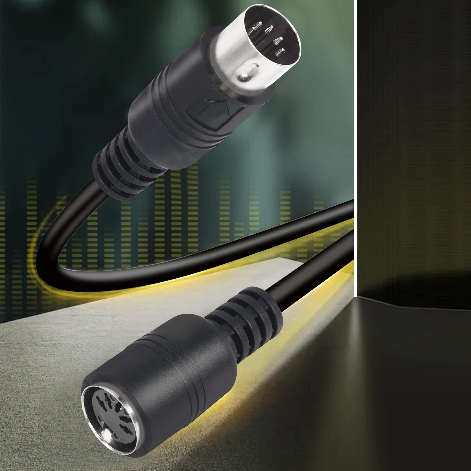 Câble d'extension MIDI DIN 5 broches mâle vers femelle Câble adaptateur audio pour synthétiseur de clavier MIDI, orgue, piano électrique, guitare MIDI (50 cm)