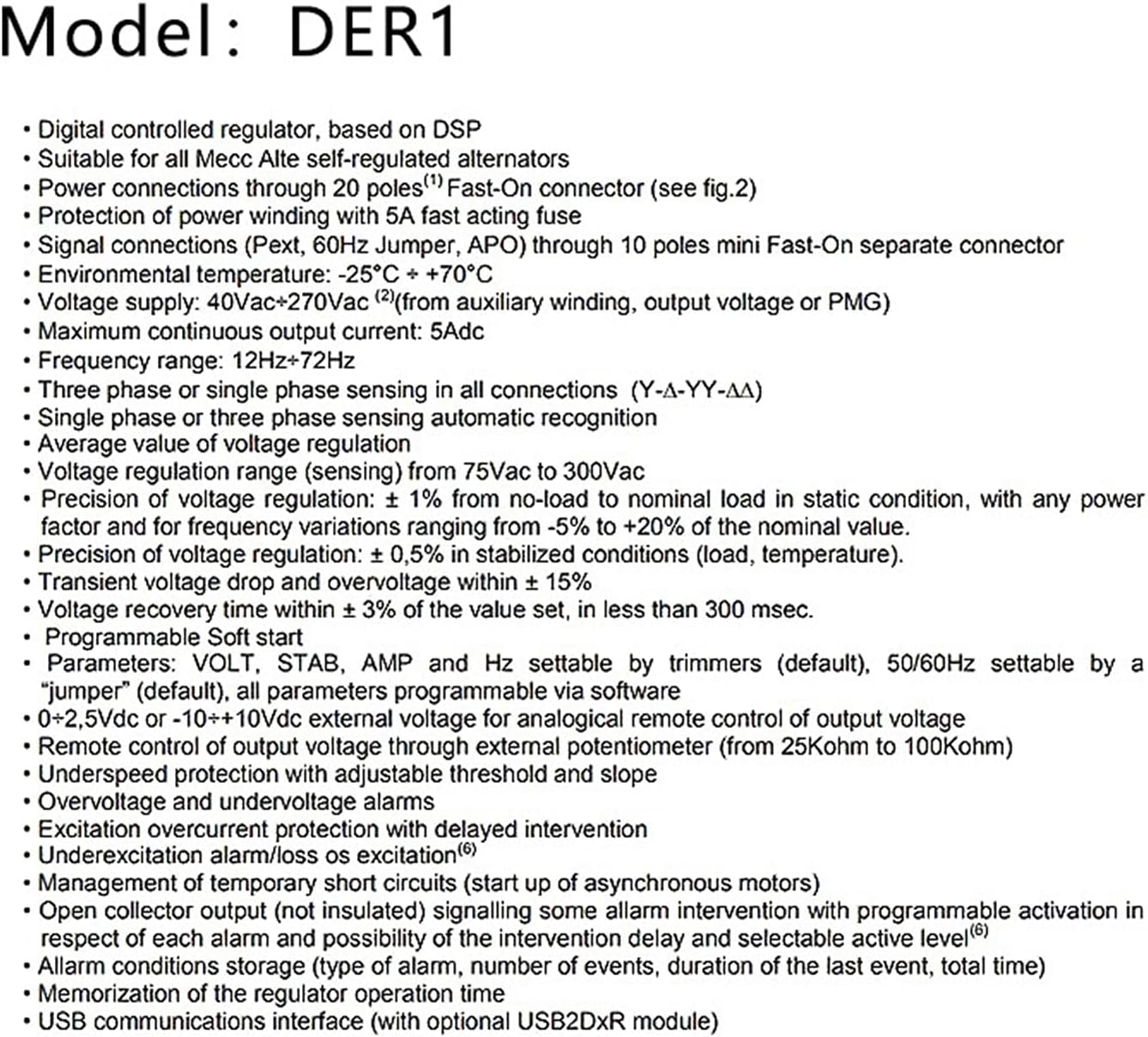 Engine Voltage Regulator Module Generator Set Accessories Voltage Regulator Regulator Board DER1 Voltage Regulator AVR