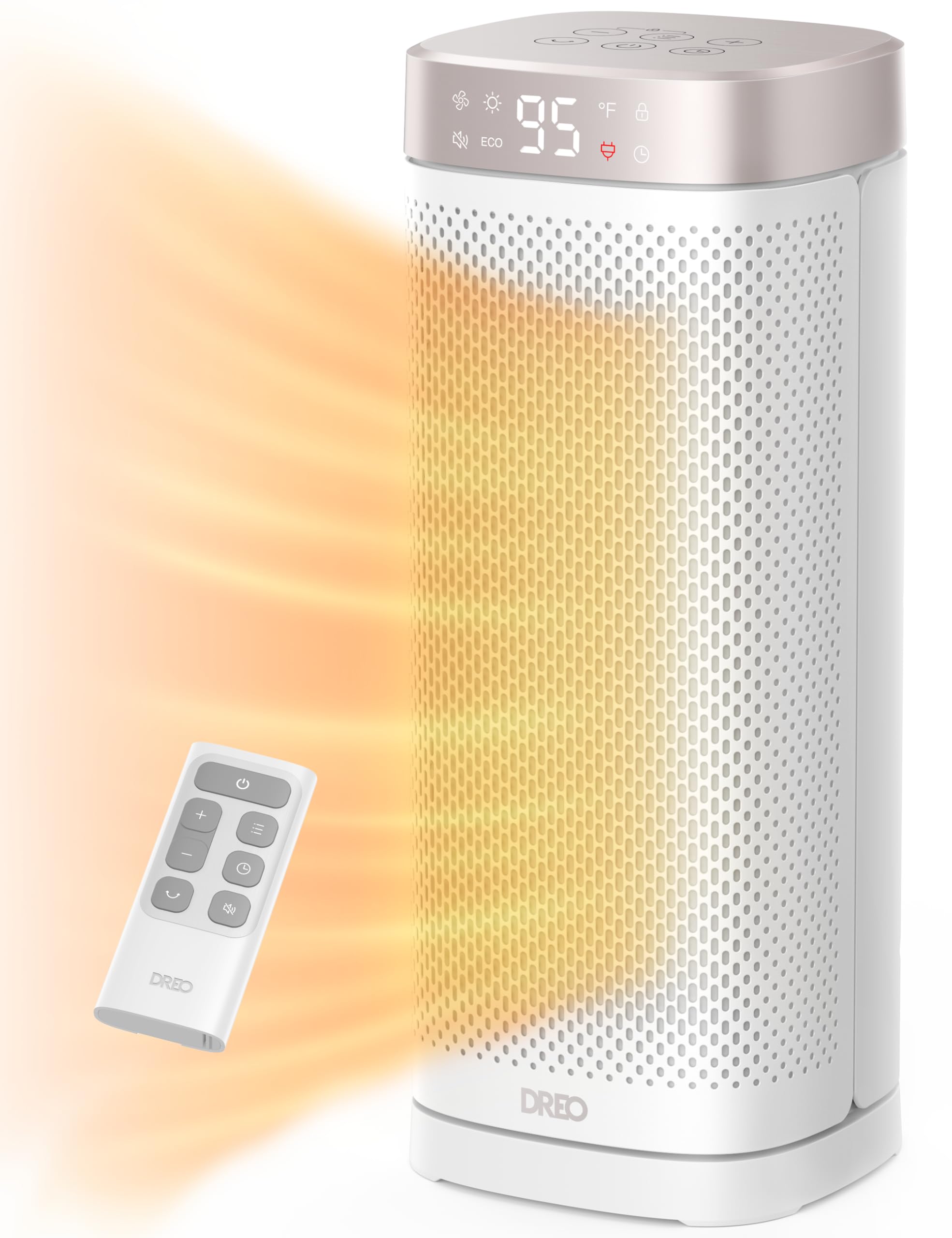 Dreo 16 Inch Electric Heater Energy Efficient Space Heaters with Thermostat 70 Oscillating Remote Control 3 Mode Tip-over