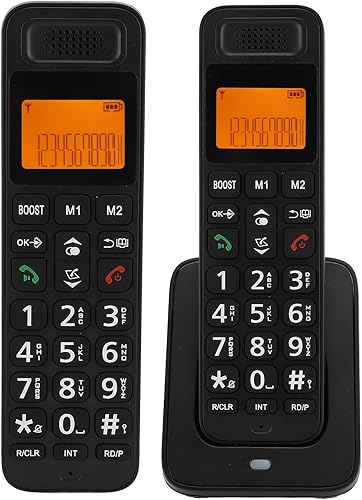 Miniatura 7 de PUSOKEI Teléfono inalámbrico con DECT 6.0, altavoz dúplex completo con pantalla LCD, teclas grandes, teclado iluminado, bloqueo de llamadas, aumento