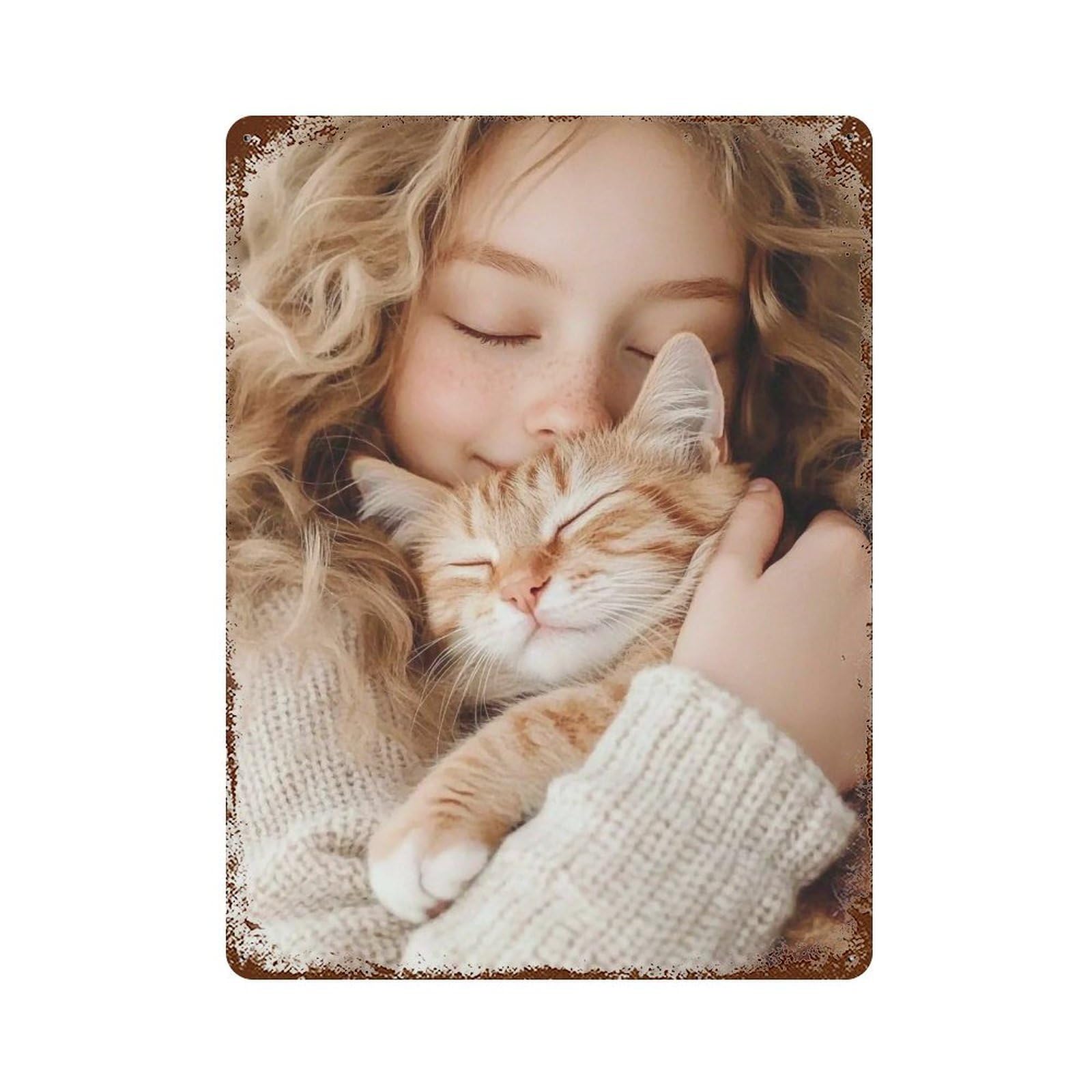 YHGERTKU Feline Cuddle 04 Wall Art Retro Iron Vintage Metal Tin Sign Poster Modern Decor for Living Rooms Gift 40x30cm