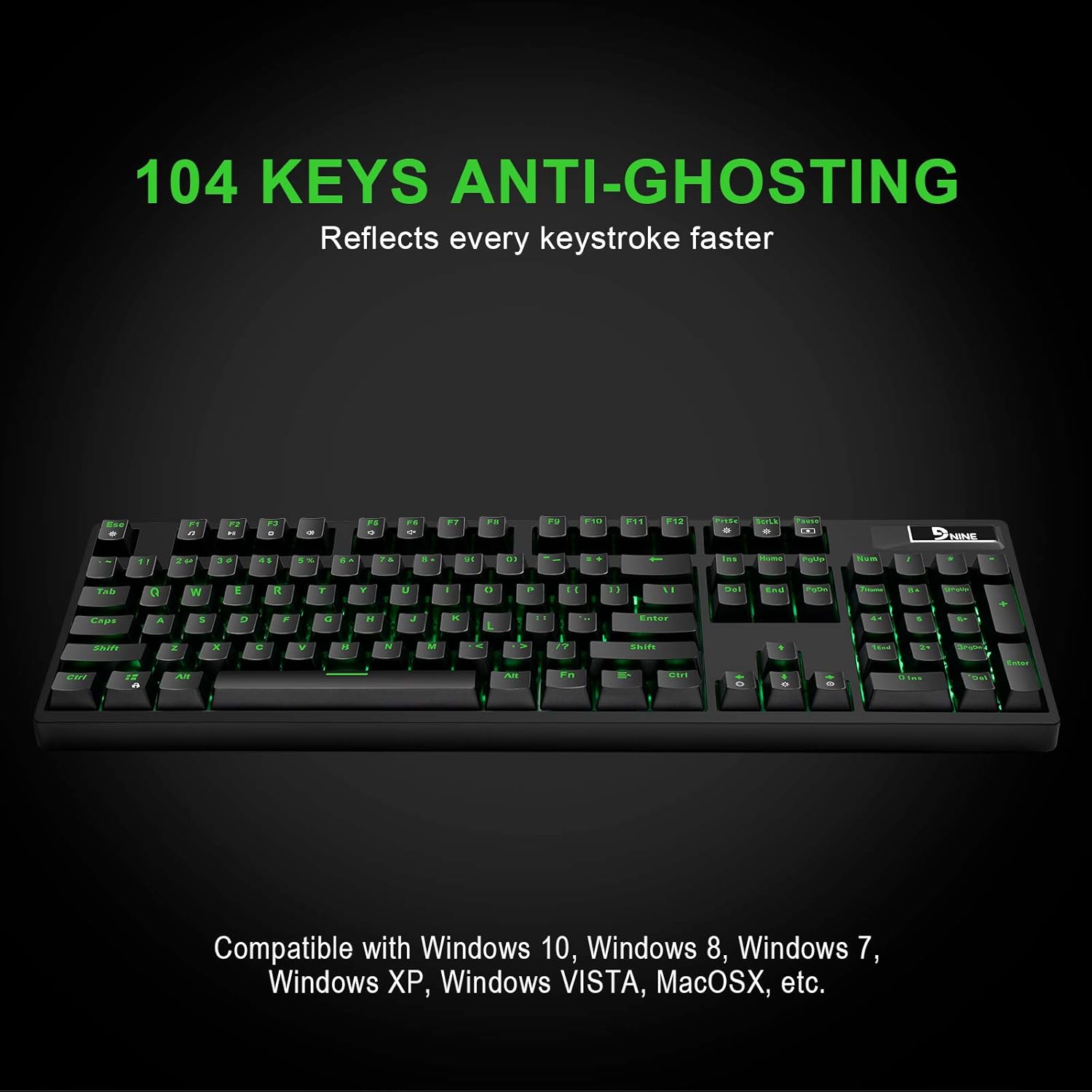 Exclusive Discount 80% Offer Fuhlen G902S Mechanical Gaming Keyboard 104 Keys - Tactile & Clicky Cherry MX Blue Switches - Green LED Backlit - Full Keys Anti-Ghosting Design for PC Windows (Black)