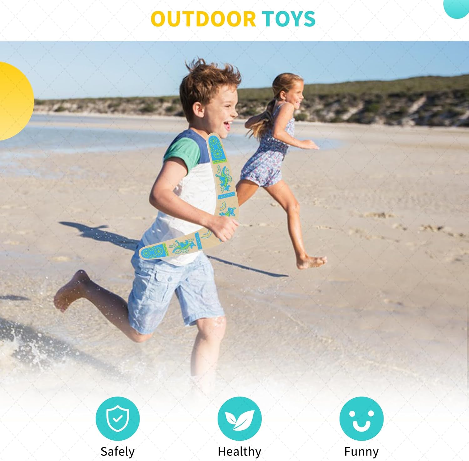 Wooden Boomerang for Kids, Blue image 2