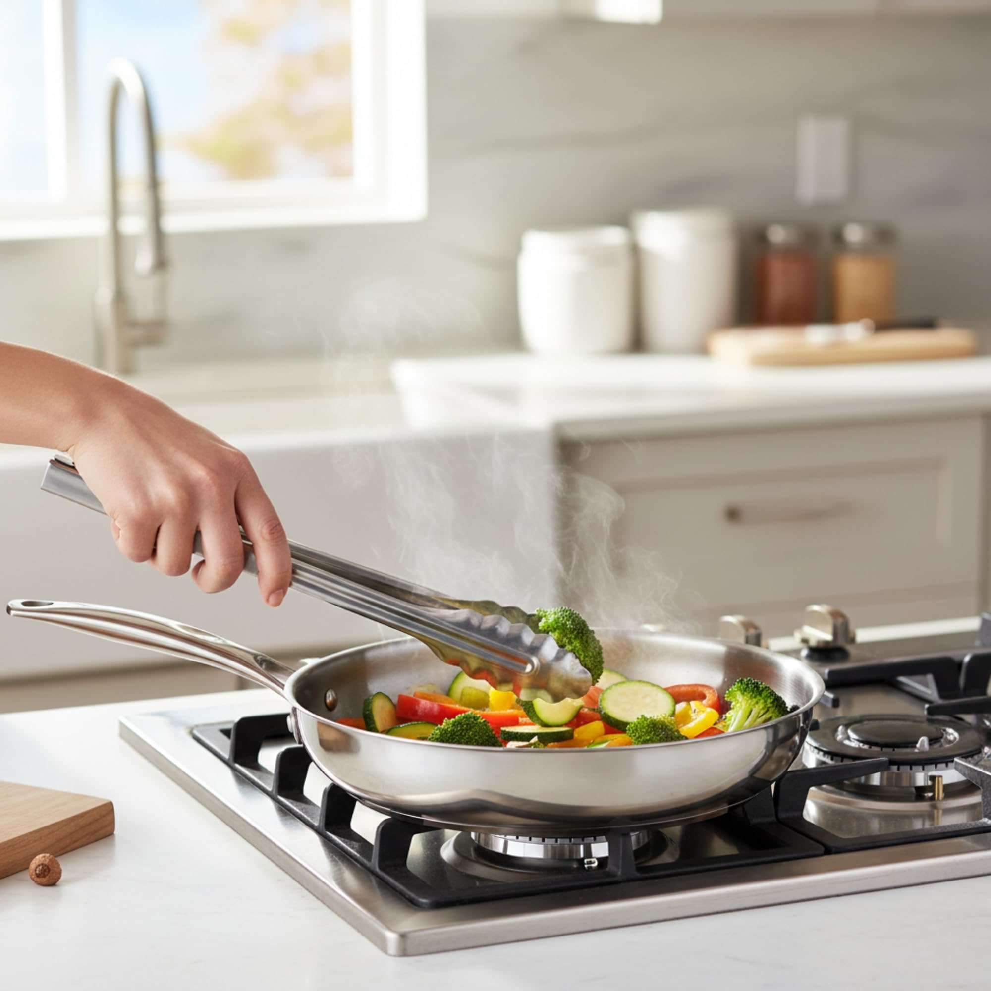 Pinze da cucina extra pesanti da 40,6 cm, in acciaio inox, con molla a spirale, strumento di preparazione degli alimenti di grado commerciale per cucinare grigliate barbecue (confezione da 2)