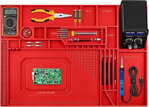 Large Soldering Mat, Premium Heat Resistant 932F Magnetic, 21.6 x 15 Electronics Repair Work Mat for Soldering, Electronics Computer Cellphone Repair, BGA Soldering Gun Iron Workbench Protection