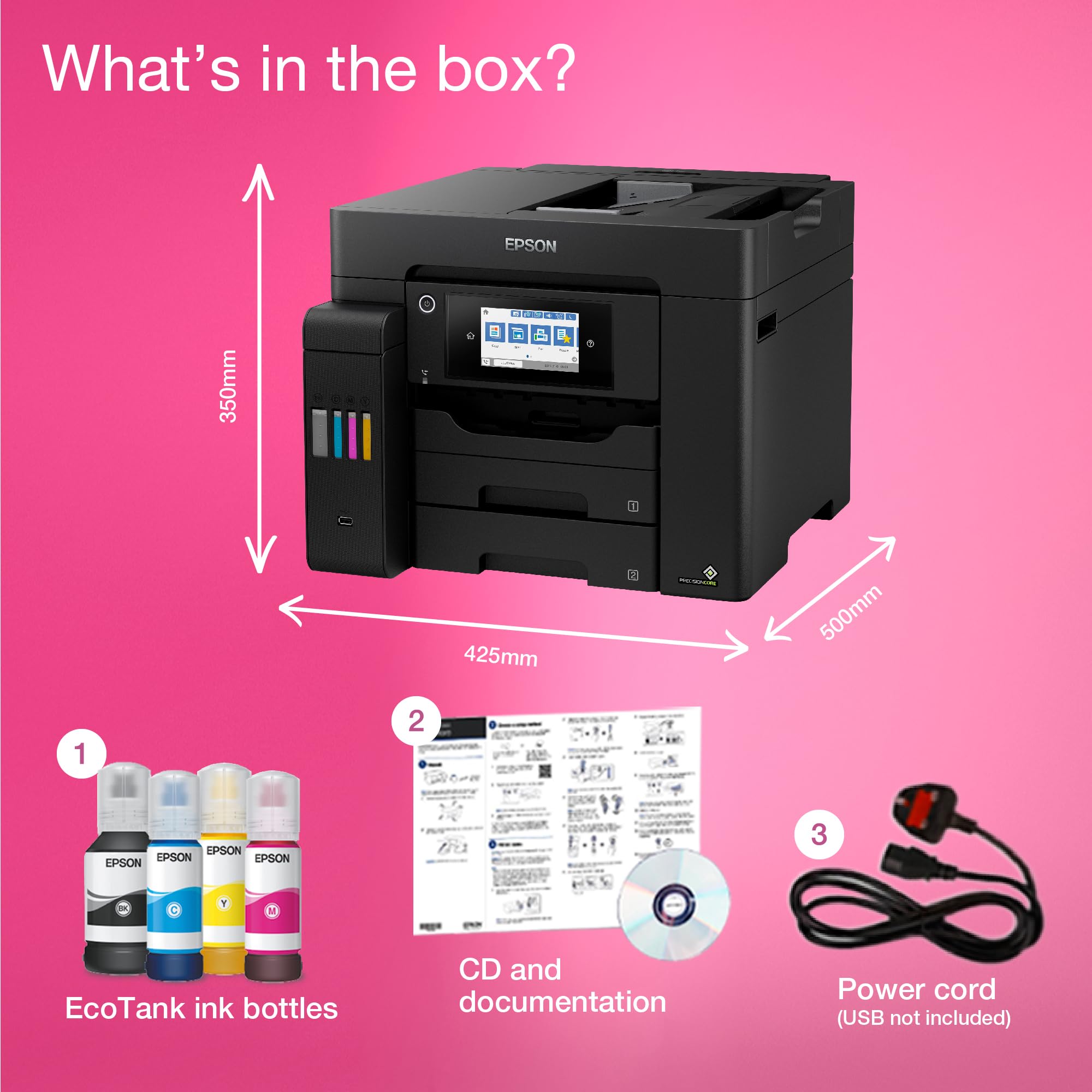 Epson Ecotank ET-5855 Ad Inchiostro A4 4800 X 2400 Dpi 25 Ppm WI-Fi (epson Ecotank ET-5855 Colour A4 Multifuncion Printer. Up To 25ppmipm. Print/copy