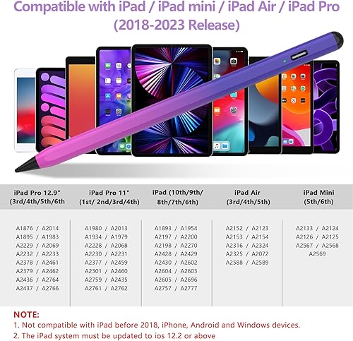 Miniatura 74 de Lápiz óptico para iPad 2018-2023 con rechazo de palma, lápiz activo para iPad de 10ª/9ª/8ª/7ª/6ª generación, para iPad Pro de 11/12.9 pulgadas