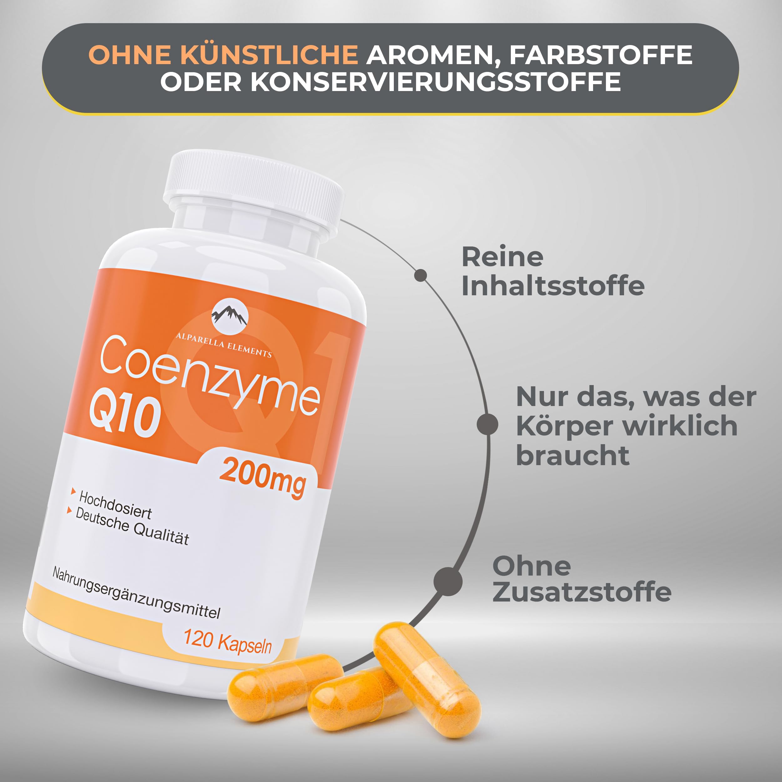Coenzym Q10 Supplement Hochkonzentriert - Vegan - 200 mg Q10 pro Kapsel - 4 Monatsvorrat mit 120 Kapseln pro Packung