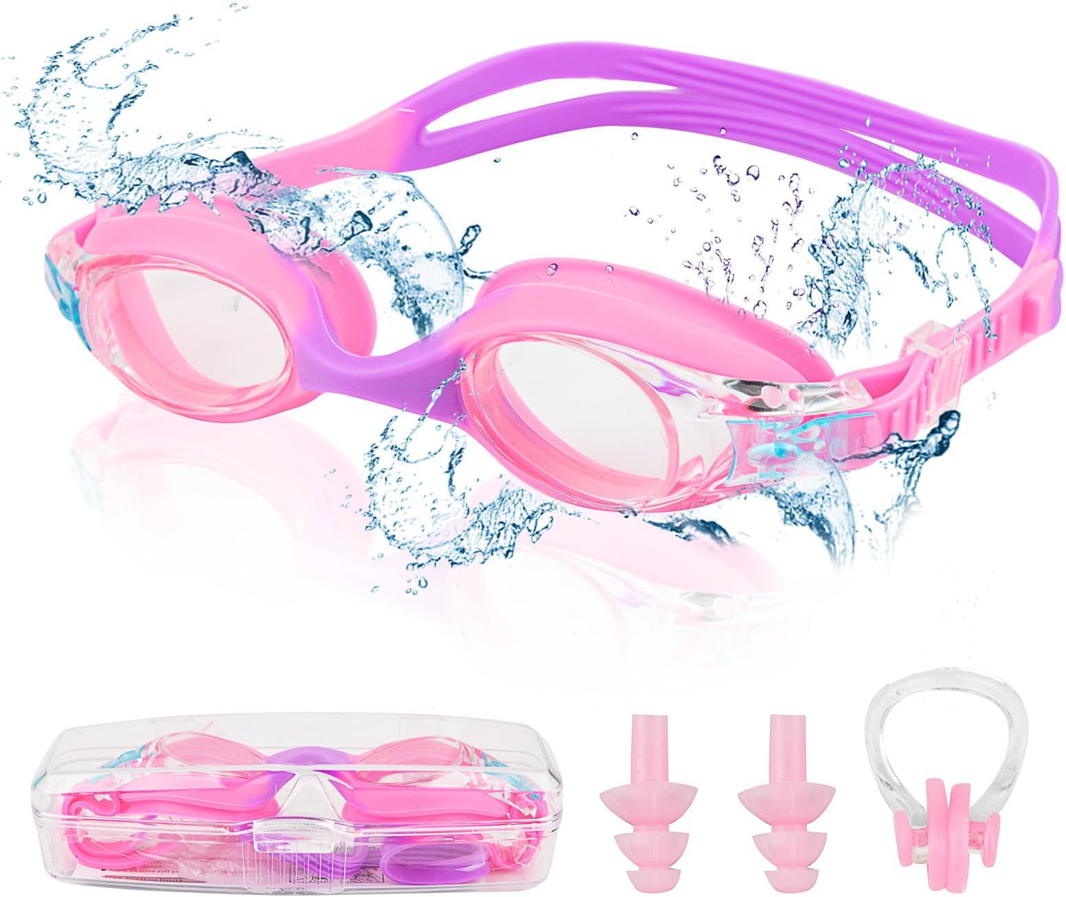 Kids Swimming Goggles Kids 6-14 Anti Fog Swim Goggles No Leaking Girls Swimming Goggles UV Protection Childrens Goggle Swim Glasses