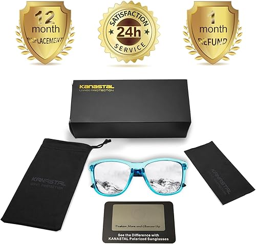 Miniatura 6 de KANASTAL Lentes de sol polarizados para hombres y mujeres, UV400, diseño cuadrado clásico, lentes de sol de moda