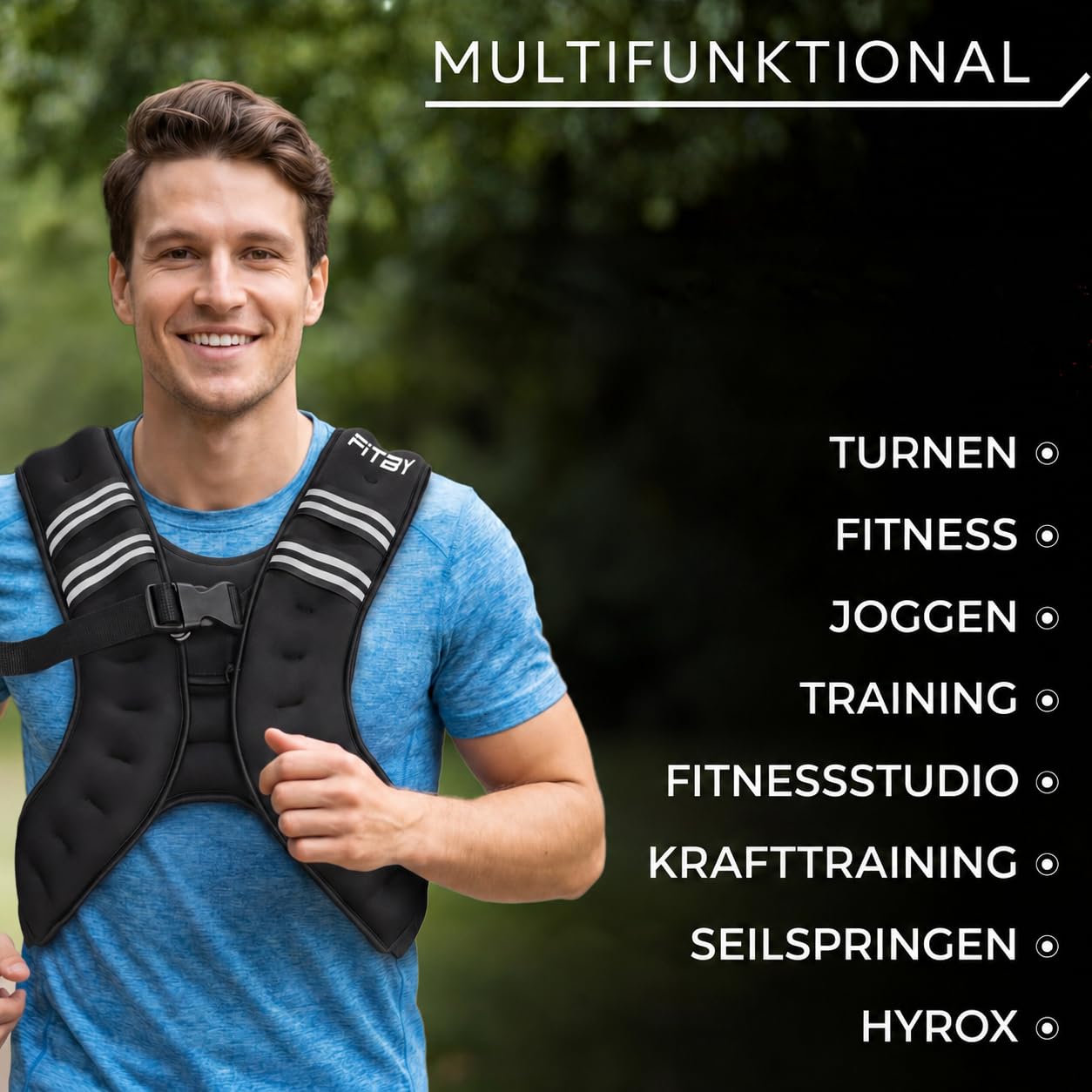 Gewichtsweste 10kg Herren Damen – Weighted Vest Verstellbar, Atmungsaktiv & Wasserabweisend, Trainingsweste für Krafttraining, Laufen, Crossfit, Calisthenics, Fitness, Schwarz