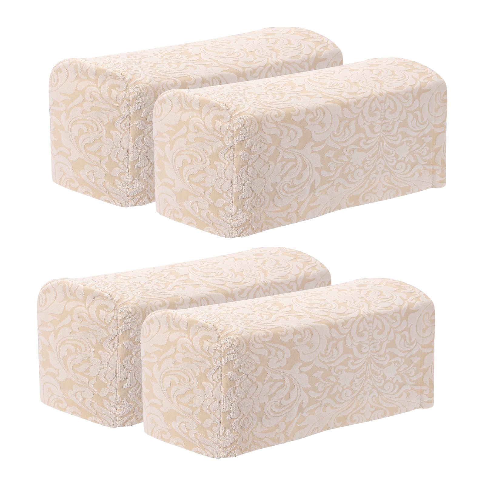 sourcing map 4Pcs Stretch Armrest Covers, Polyester Jacquard Soft Couch Arm Slipcovers Anti-Slip Furniture Protector for Chairs Couch Sofa Recliner, Khaki