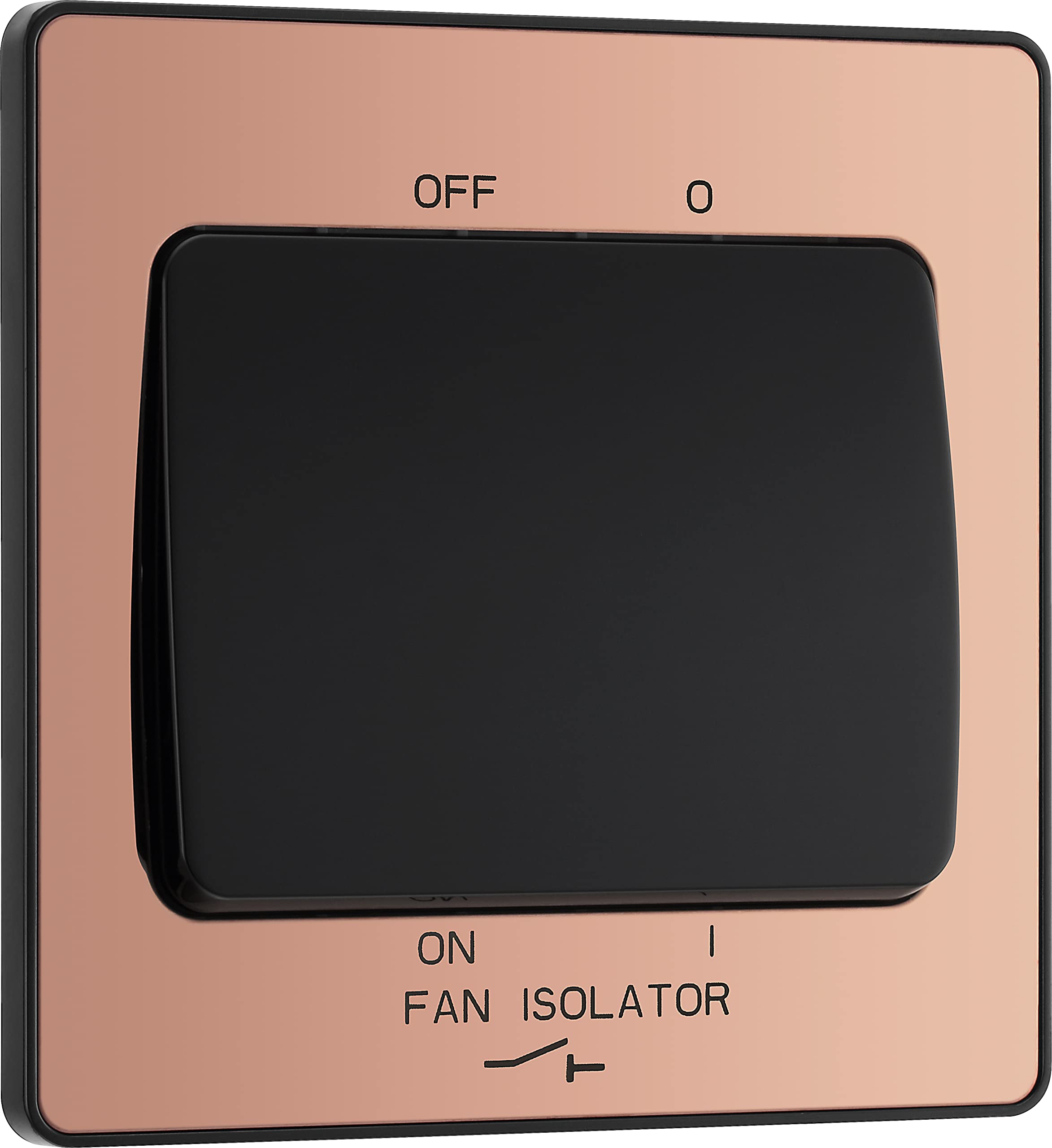 British General Polished Copper Evolve Fan Isolator Switch, 10A, Triple Pole, Rocker
