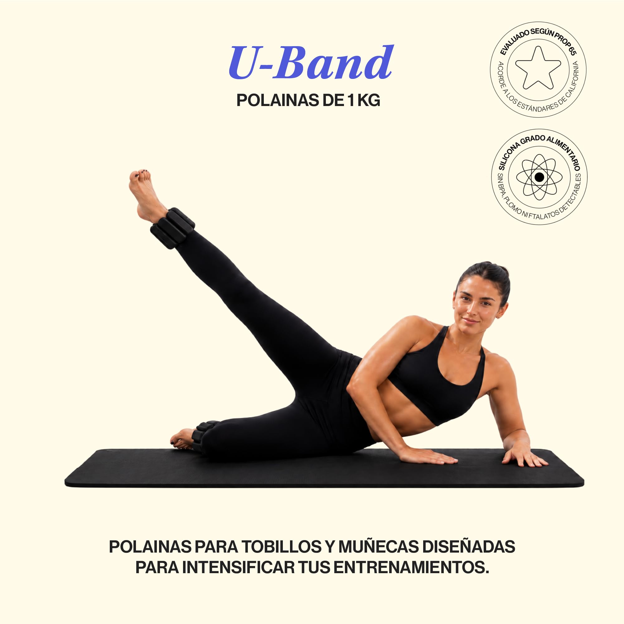 U Can - Para silikonowych obciążników na kostki i/lub nadgarstki 0,5 kg, 1 kg, 1,5 kg, do ćwiczeń w domu, minimalistyczne, wygodne i ładne, kolory czarny, różowy, niebieski, szary.