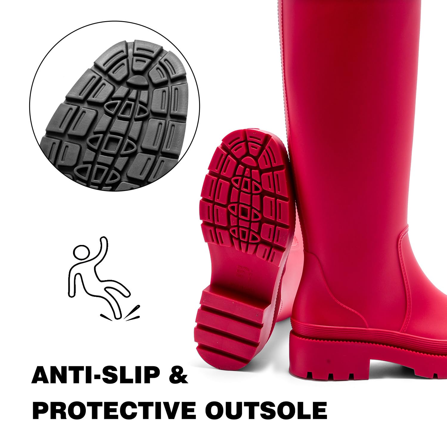 Lvptsh Botas de Agua Mujer Altas Caucho Impermeable Zapatos de Lluvia Wellington Antideslizante