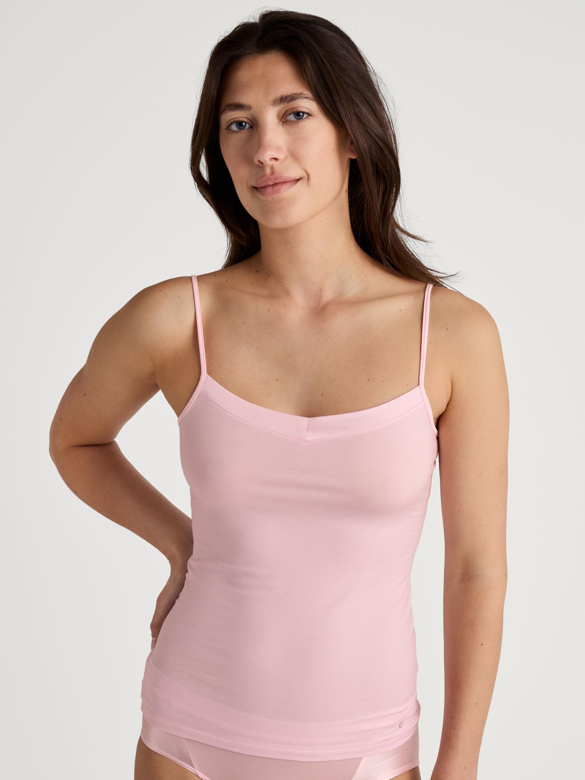Calida Cate Spaghetti-Top Damen, mit Satin-Einsatz am Ausschnitt, verstellbare Träger