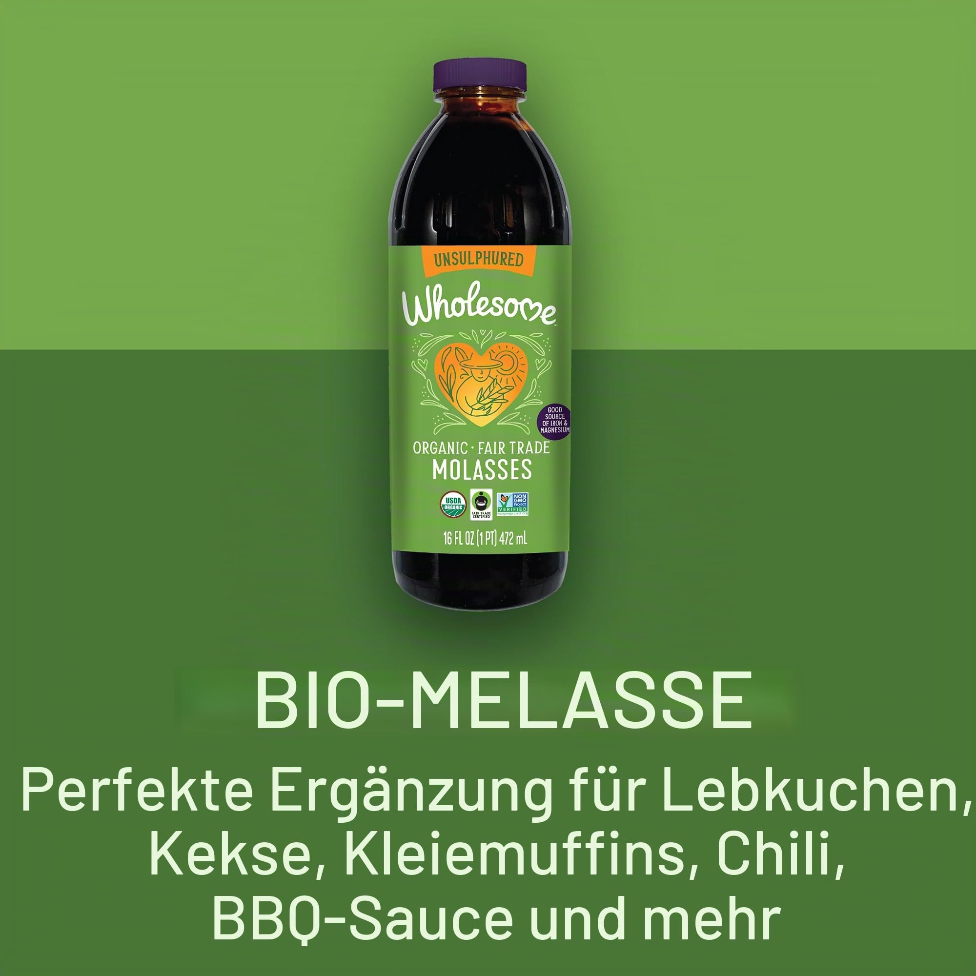 Wholesome! - Organische Melasse ungeschwefelt - 16 Unze.