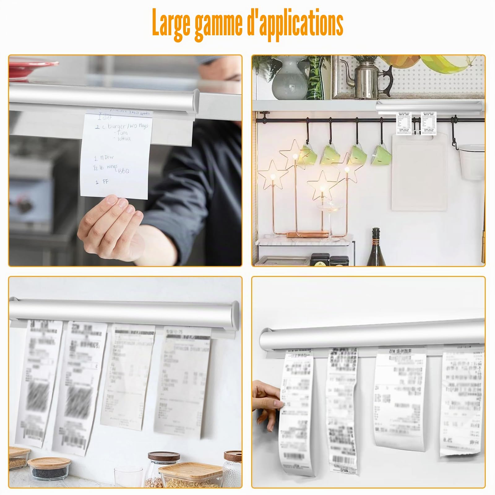 Porte Bon Commande Restaurant, 30CM Porte-Commande D'aluminium Auto-Adhésif | Porte Bon Commande, Support pour Billets de Commande, Support pour Bons de Commande, pour Restaurants Cafés Pubs Bars