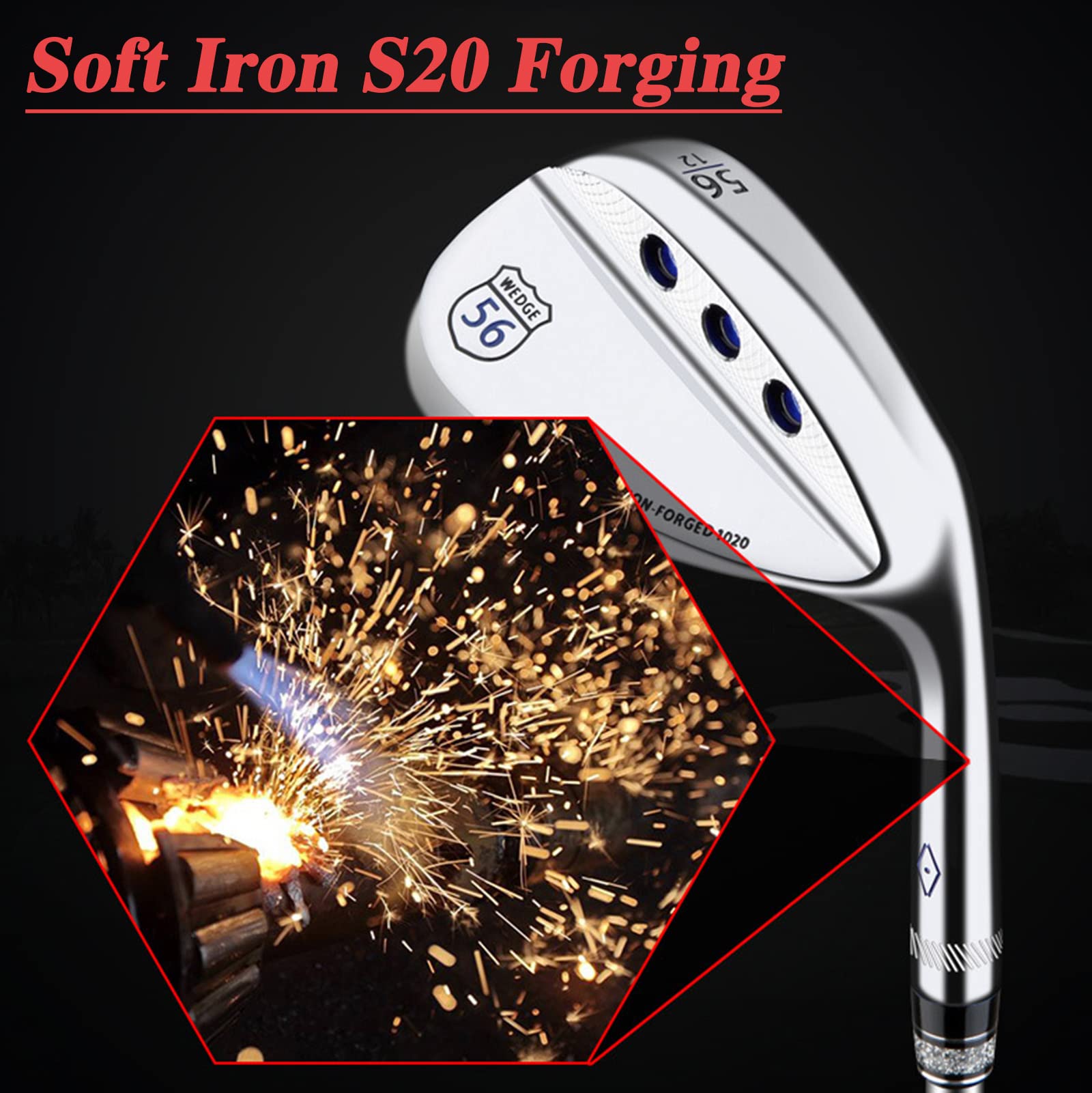 Golf Sand Wedge, Herren Damen Golf Wedges, CNC Soft Iron S20C Face Groove Edelstahl 52°/56°/60° Schaft, Golfzubehör, tolles Golfgeschenk, Rechtshänder