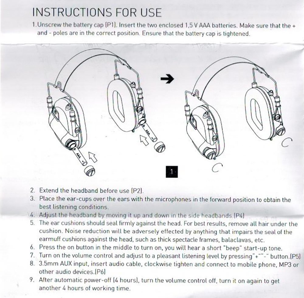 electrónicos protección auditiva orejeras auriculares con entrada auxiliar, M31 serie Suprime perjudiciales amplificador de ruido bajo nivel de sonidos de bala (verde)