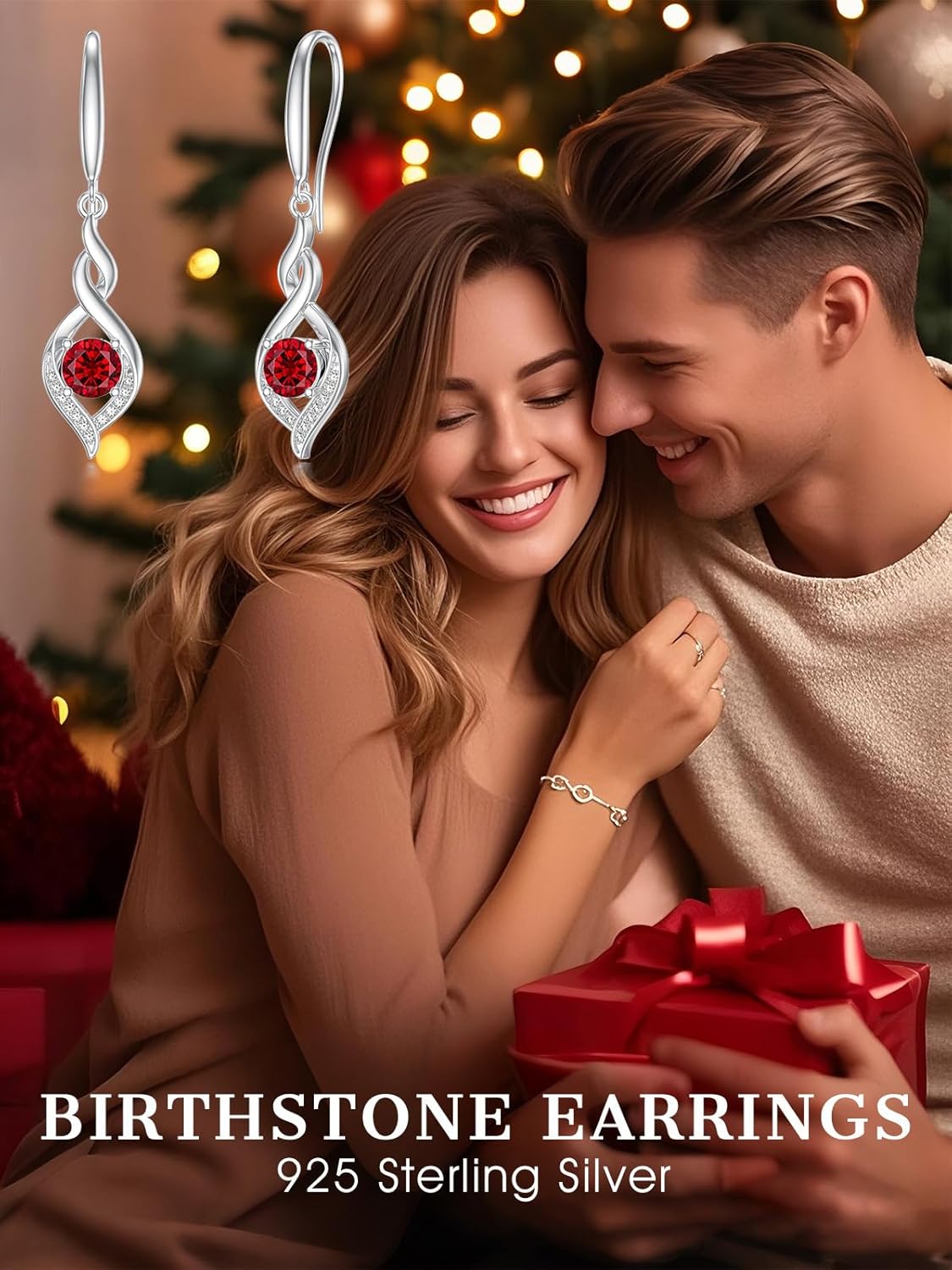 Seiyang Infinity Birthstone Earrings 925 Sterling Silver Gemstone Dangle Drop Earrings with 12 Months Birthstone Birthday Jewelry Gifts for Women - Image 3