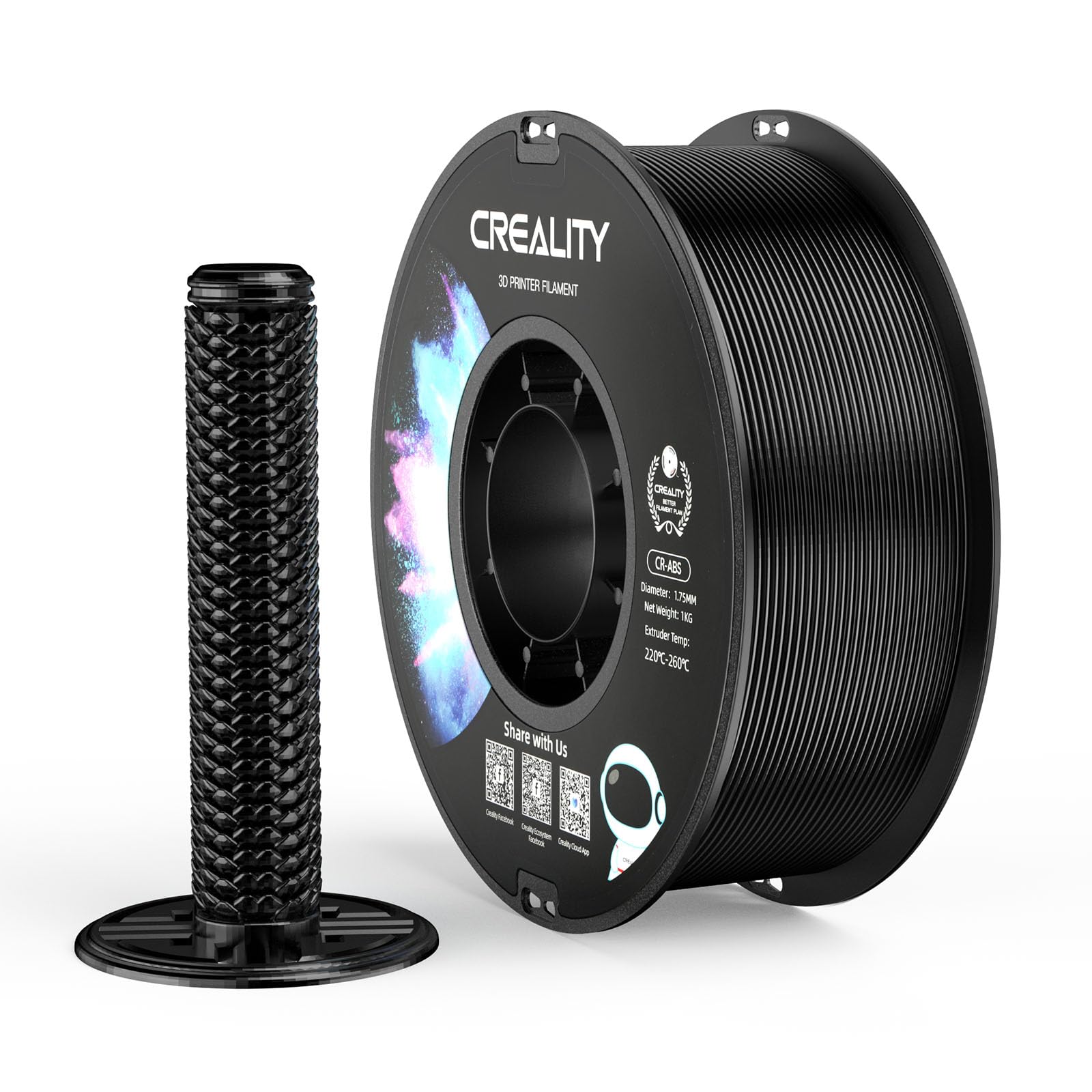 Creality ABS Filament 1.75mm-Christmas Gifts, 3D Printer Filament, No-Tangling, Strong Bonding and Overhang Performance Dimensional Accuracy +/-0.02mm, 2.2lbs/Spool