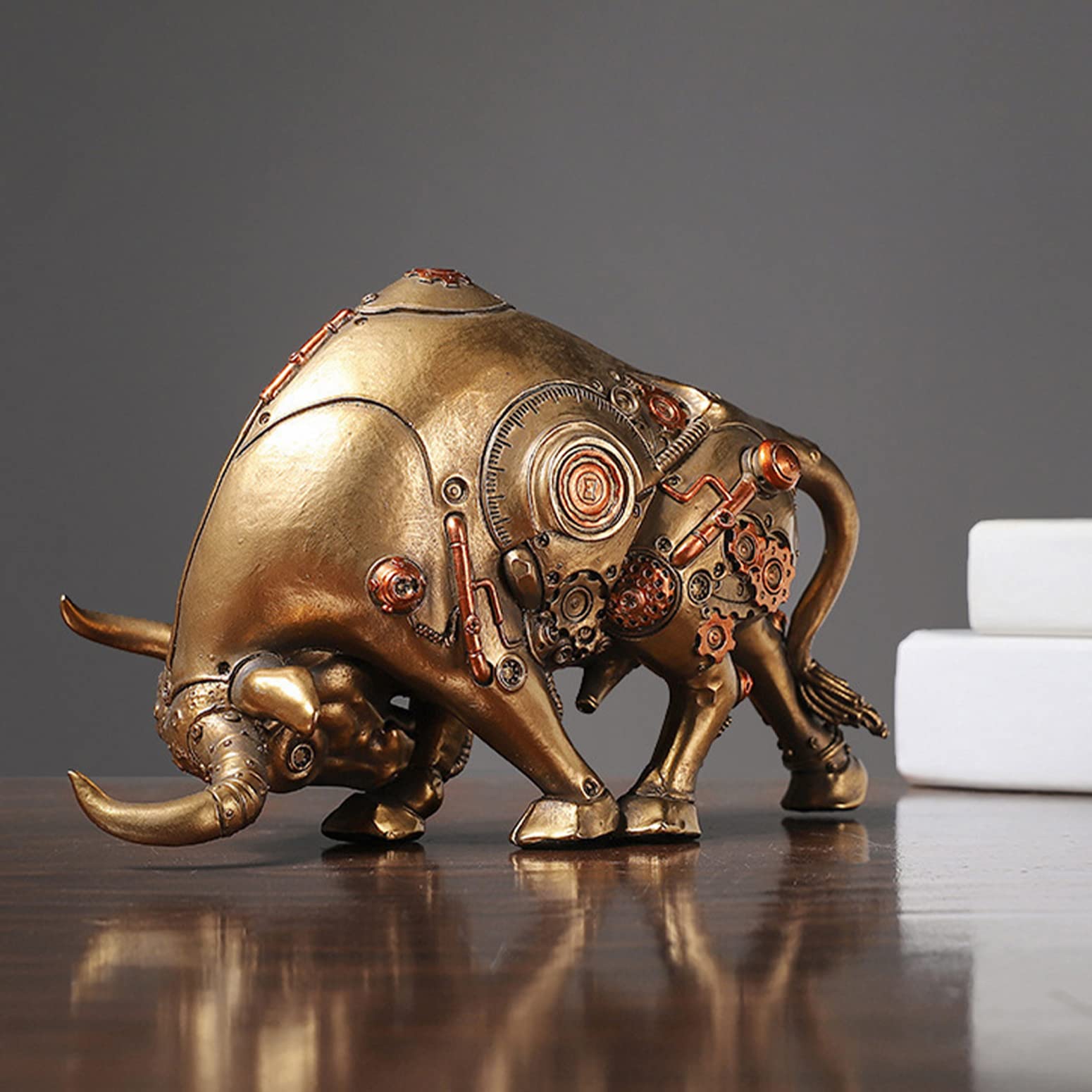 LGYKUMEG Stier Statue deko Figuren, Bulle und bär Figuren deko,Abstrakte Tier Skulptur, repräsentiert viel Glück der Karriere und Reichtum,für Home Office Schreibtisch Geschenk Dekor (22 * 10 * 23cm)