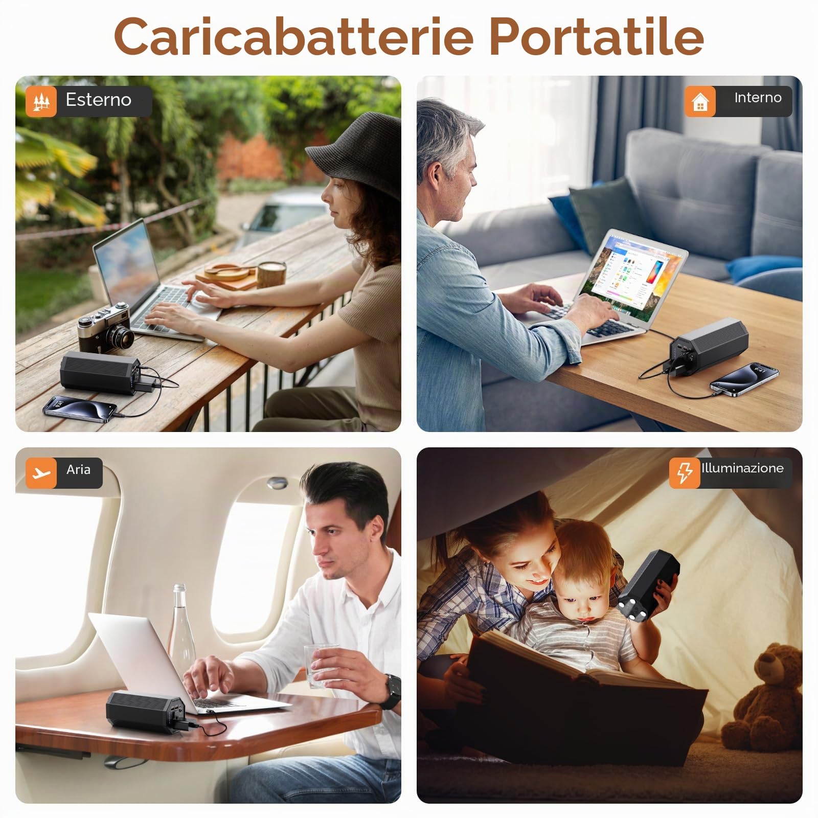 Powerstation - Batteria esterna da 98 wh, con presa AC da 100 W, con connettore USB, universale, caricatore da viaggio per laptop, MacBook Pro, notebook, tablet Gopro, cellulare, esterno P8