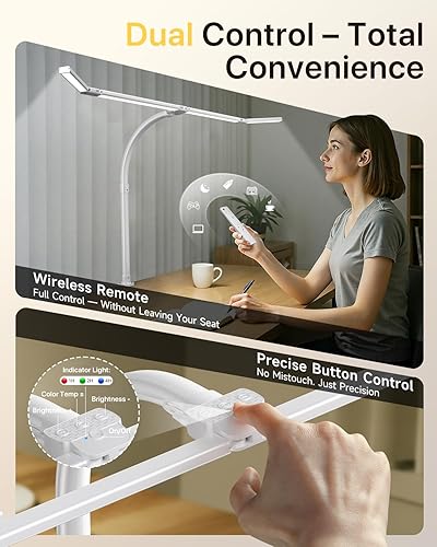 Miniatura 3 de ONEMIX Lámpara de escritorio LED de 42 pulgadas con abrazadera, luz de escritorio de arquitecto con control remoto, barra ajustable de 4 segmentos,