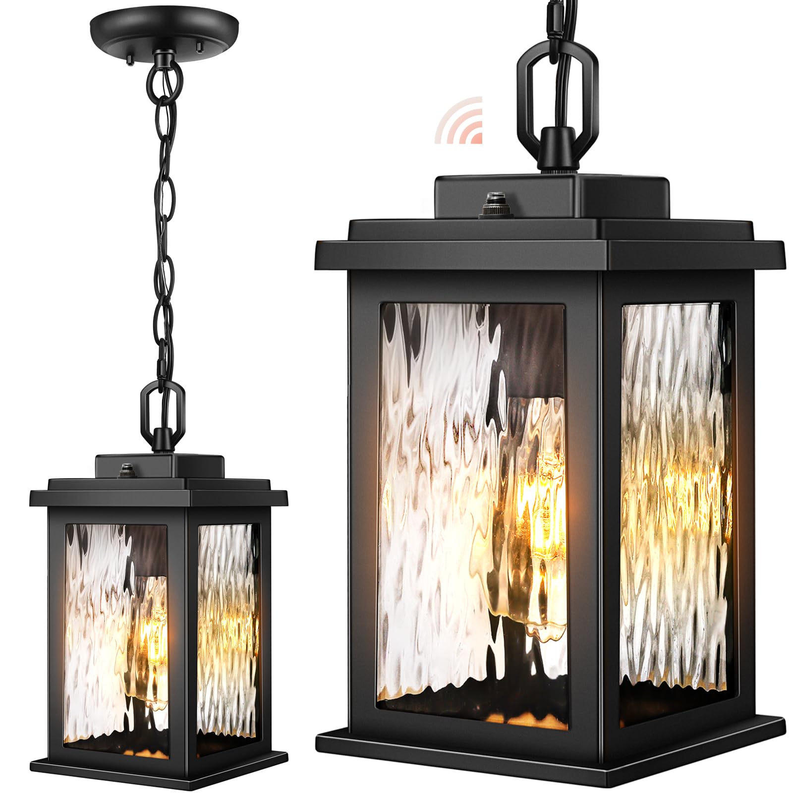 Gleamz Dusk to Dawn Outdoor Pendant Lights for Porch with Water Glass