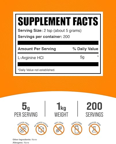 Miniatura 2 de BulkSupplementscom L-Arginina HCl Powder - Suplemento de óxido nítrico - Polvo de aminoácidos - Suplemento AKG - Polvo de arginina 22lbs - 22 libras
