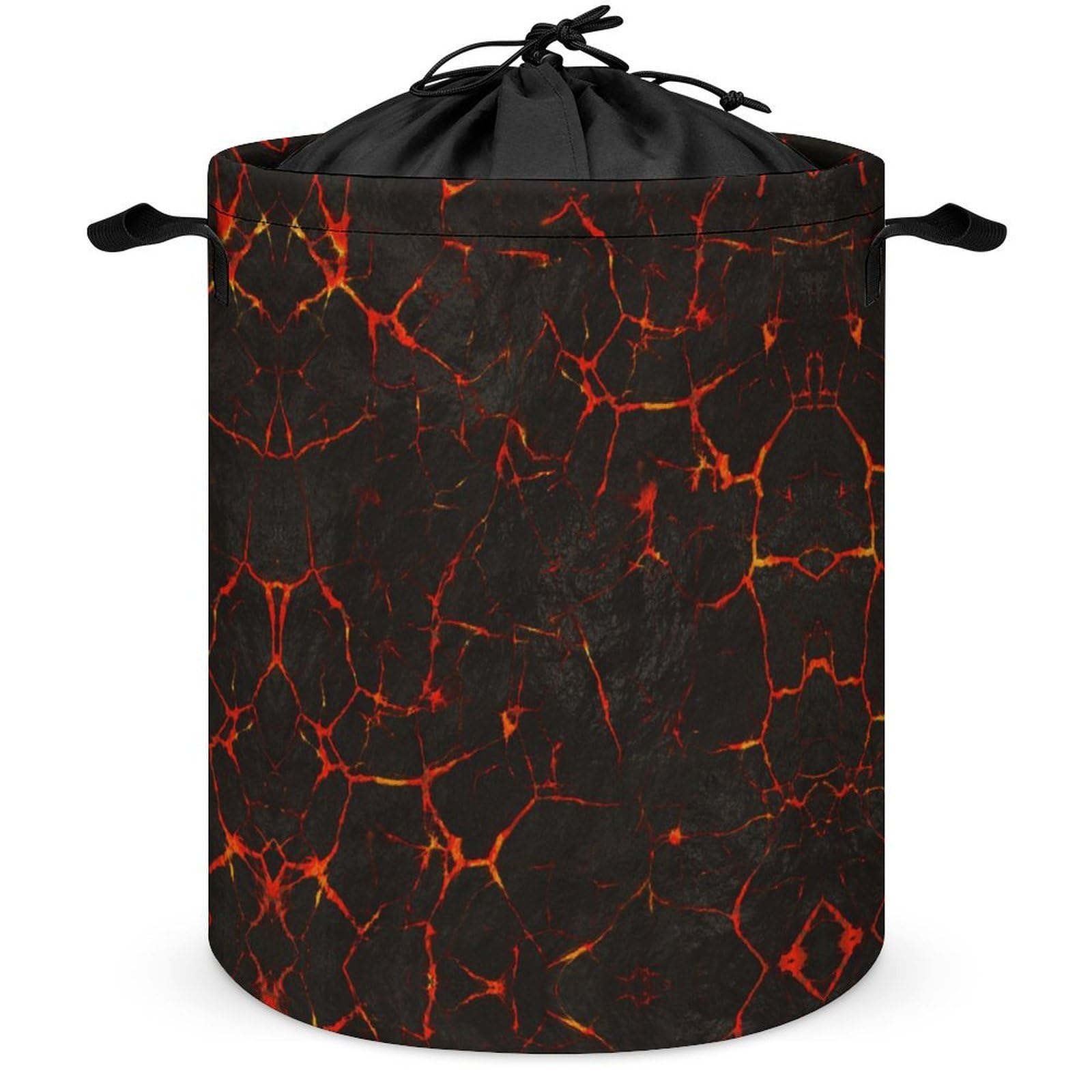 Qjjinxior Drawstring Laundry Hamper, Volcanic Lava Crack Laundry Basket, Washing Basket with Handle
