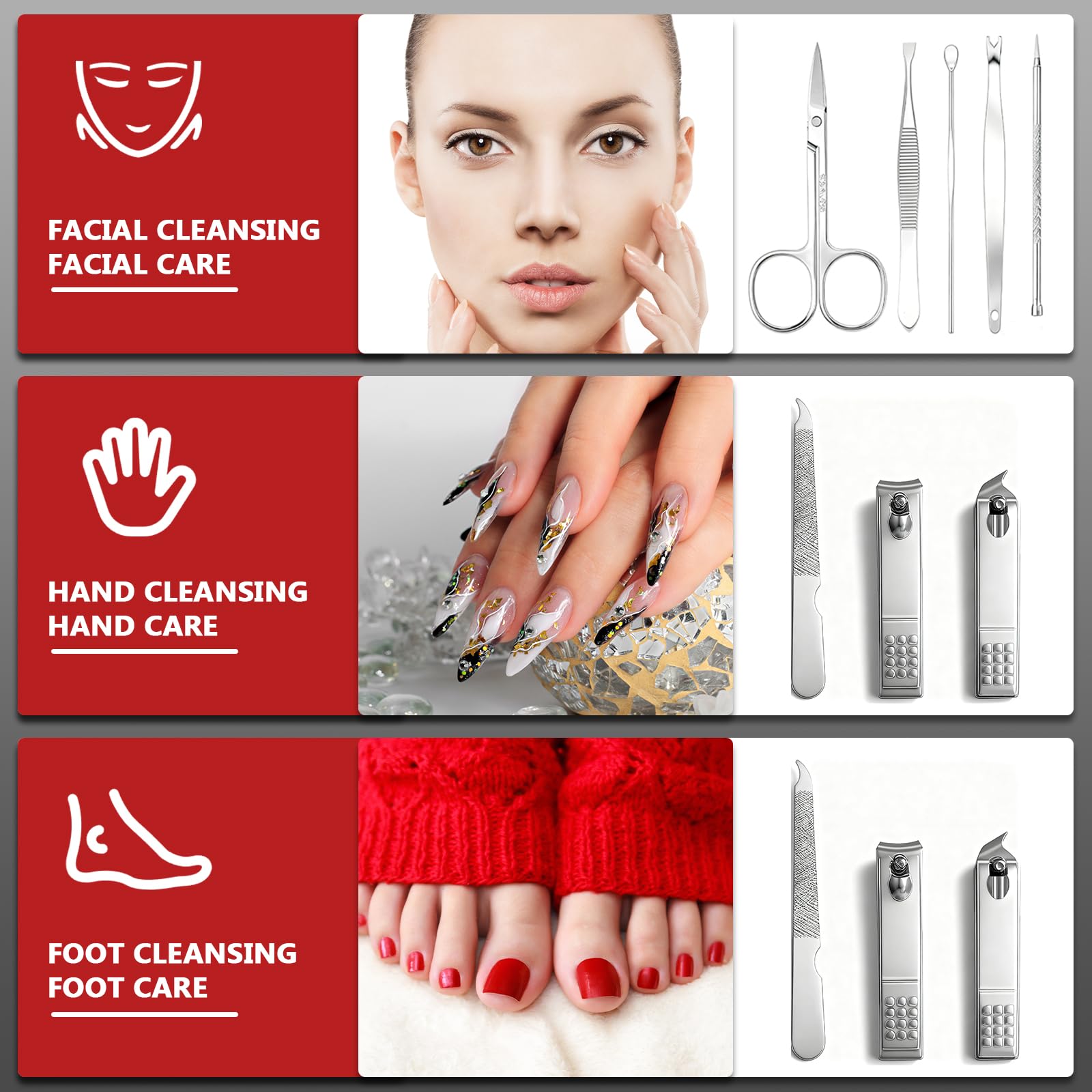 8 PCS Manicure Pedicure Kit Nail Clippers Manicure Kit Tools for Nail Cutter Cuticle Remover with Leather Travel — view 3