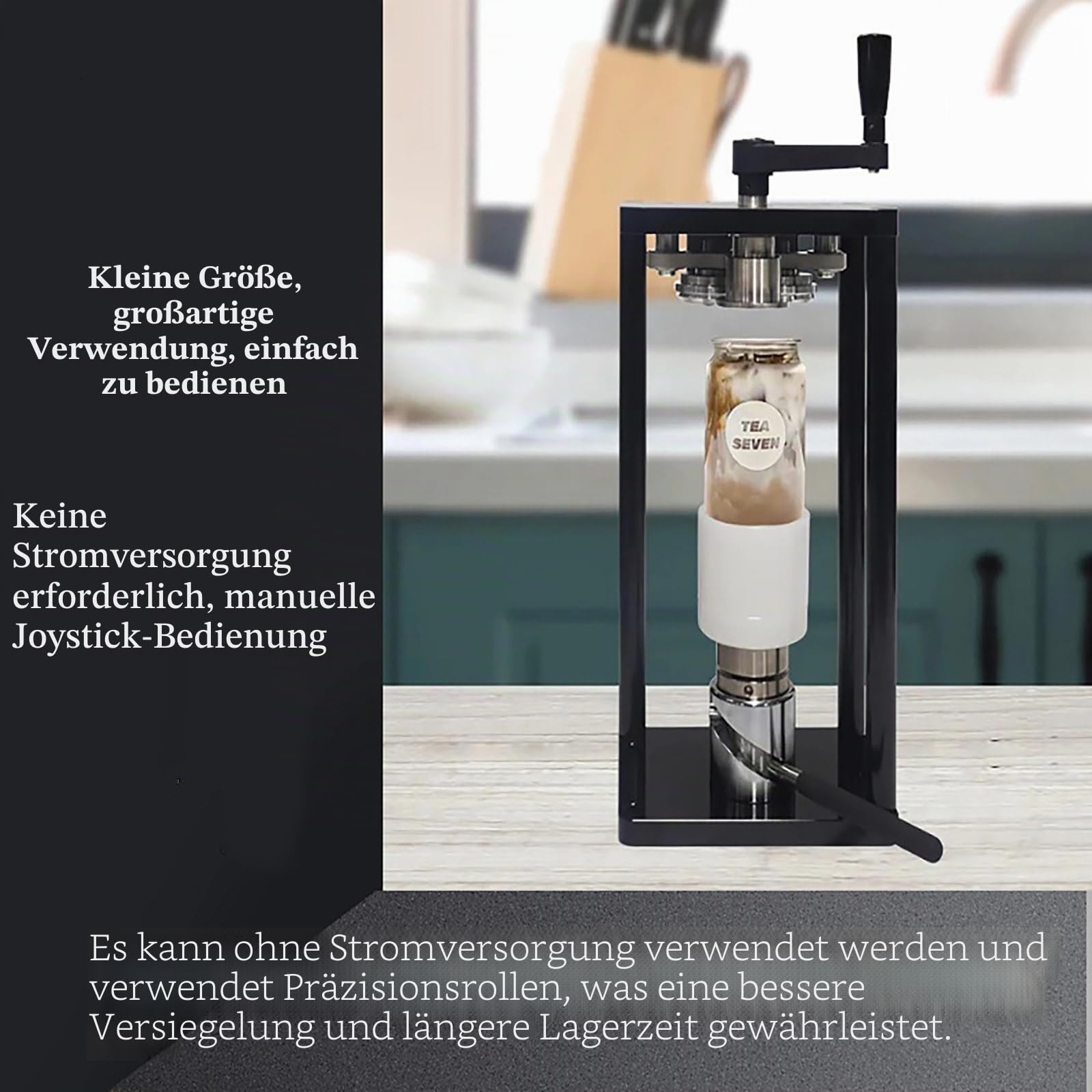 Manueller Dosenverschließer, Vakuumdosenverschließmaschine, Falzgerät, Edelstahlrollen und rotierende Wellen für Konserven, Milchtee, Kaffee