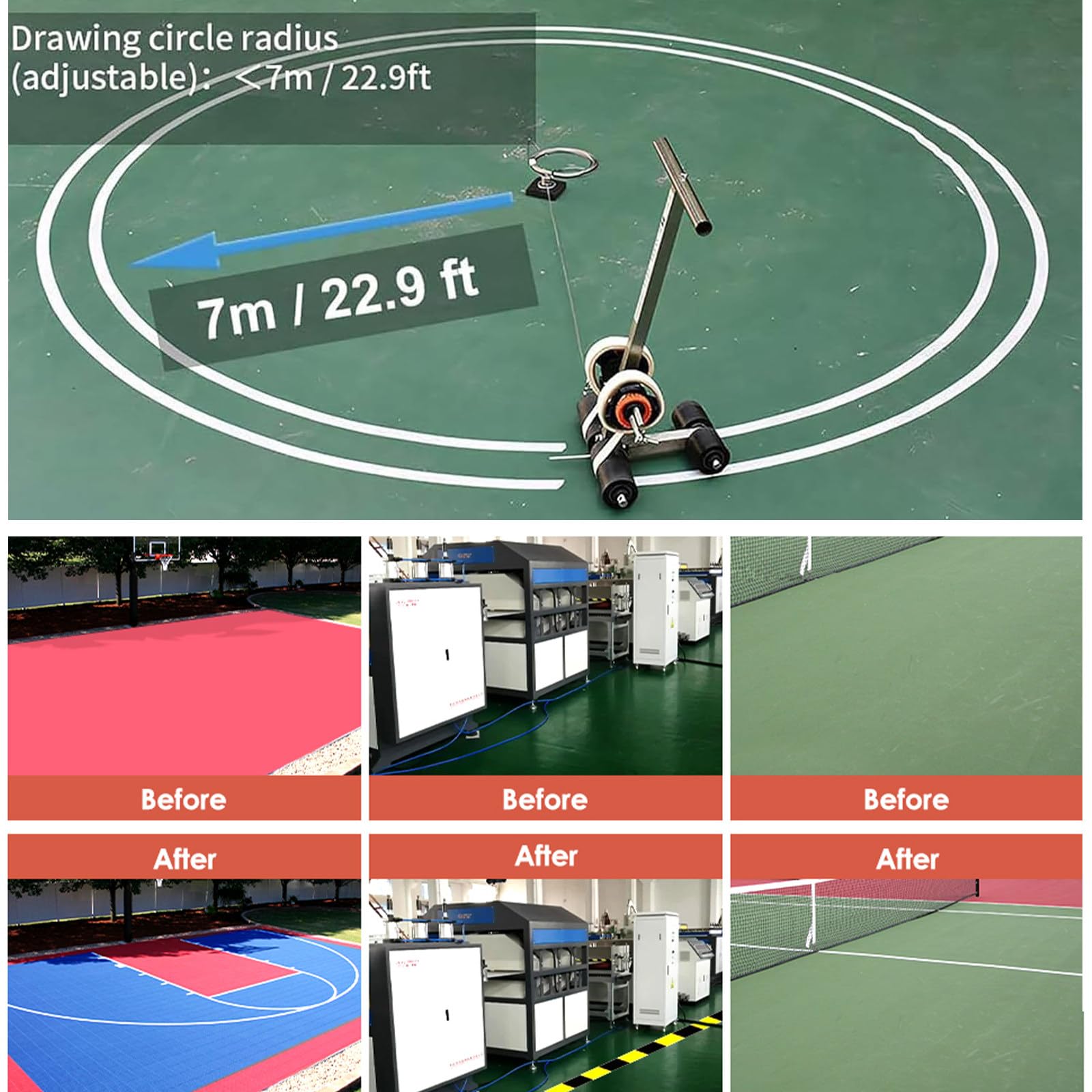 Máquinas para Marcar líneas de Campos de Juego, Kit para Marcar Canchas de Baloncesto y Kit para Dibujar Círculos, Herramienta Manual para Marcar Pisos en Estacionamientos y Almacenes
