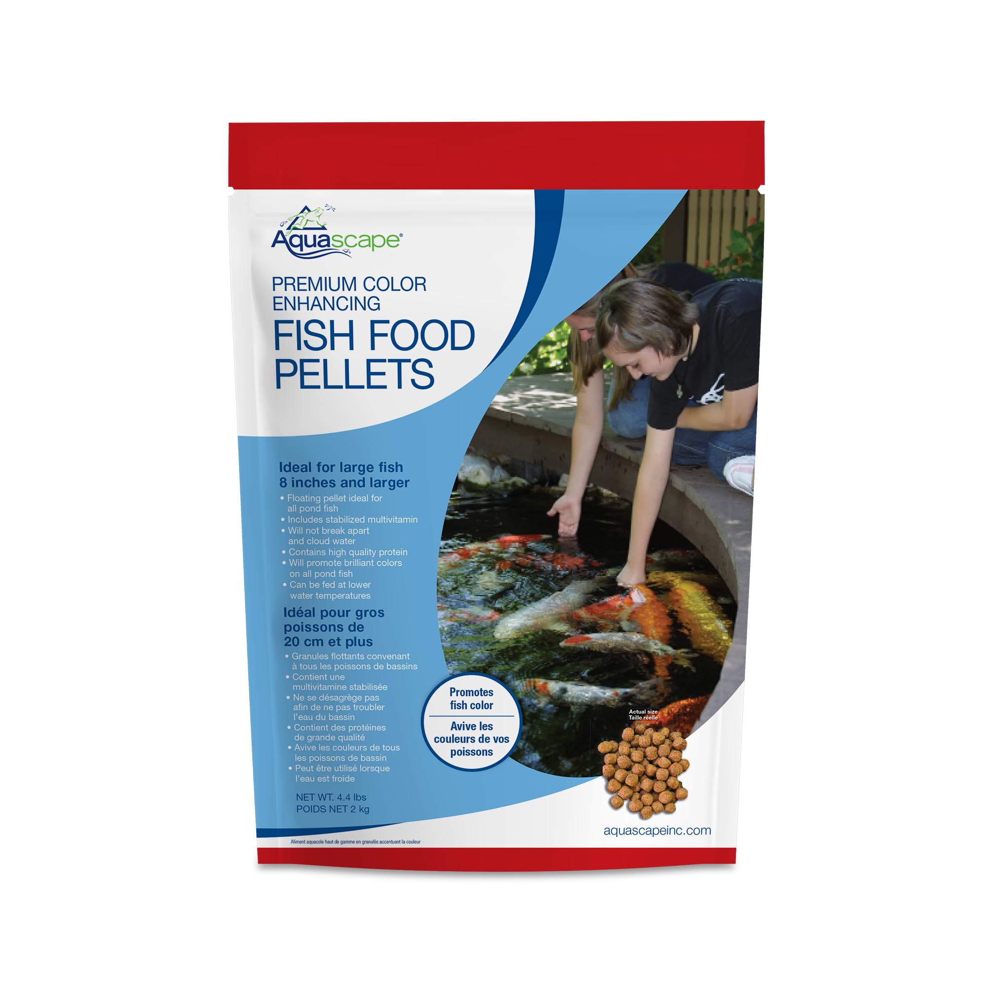Aquascape Premium Color Enhancing Fish Food for Large Pond Fish, Large Pellet, 4.4 Pounds | 98875