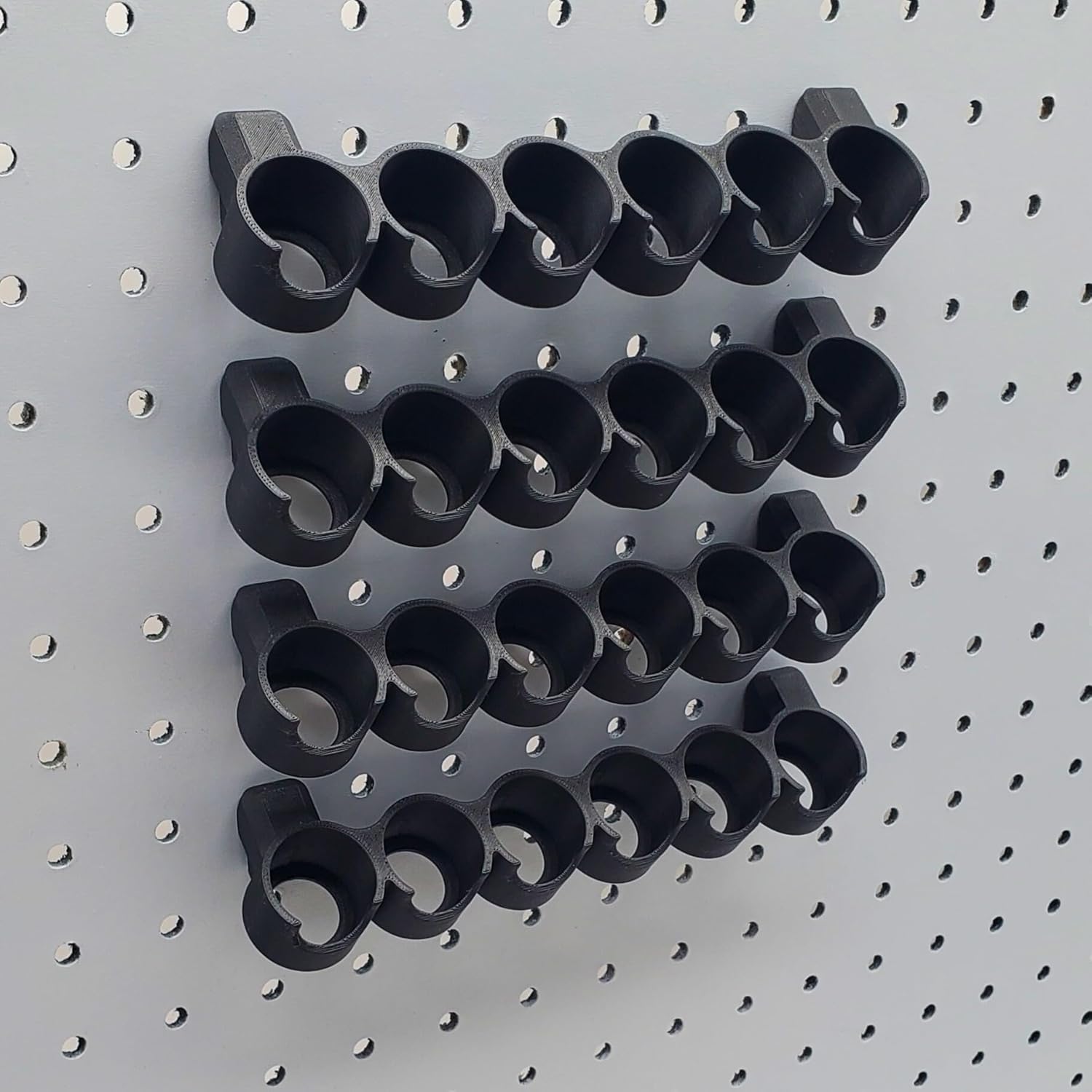 'Just Hanging' 1/4" Pegboard 17/18mL Paint Storage. Compatible with Vallejo, Reaper, Army Painter Brands of Paint Bottles. 6 Paints/Holder Pegboard Storage. Miniature Organization. (4, Matte Black)