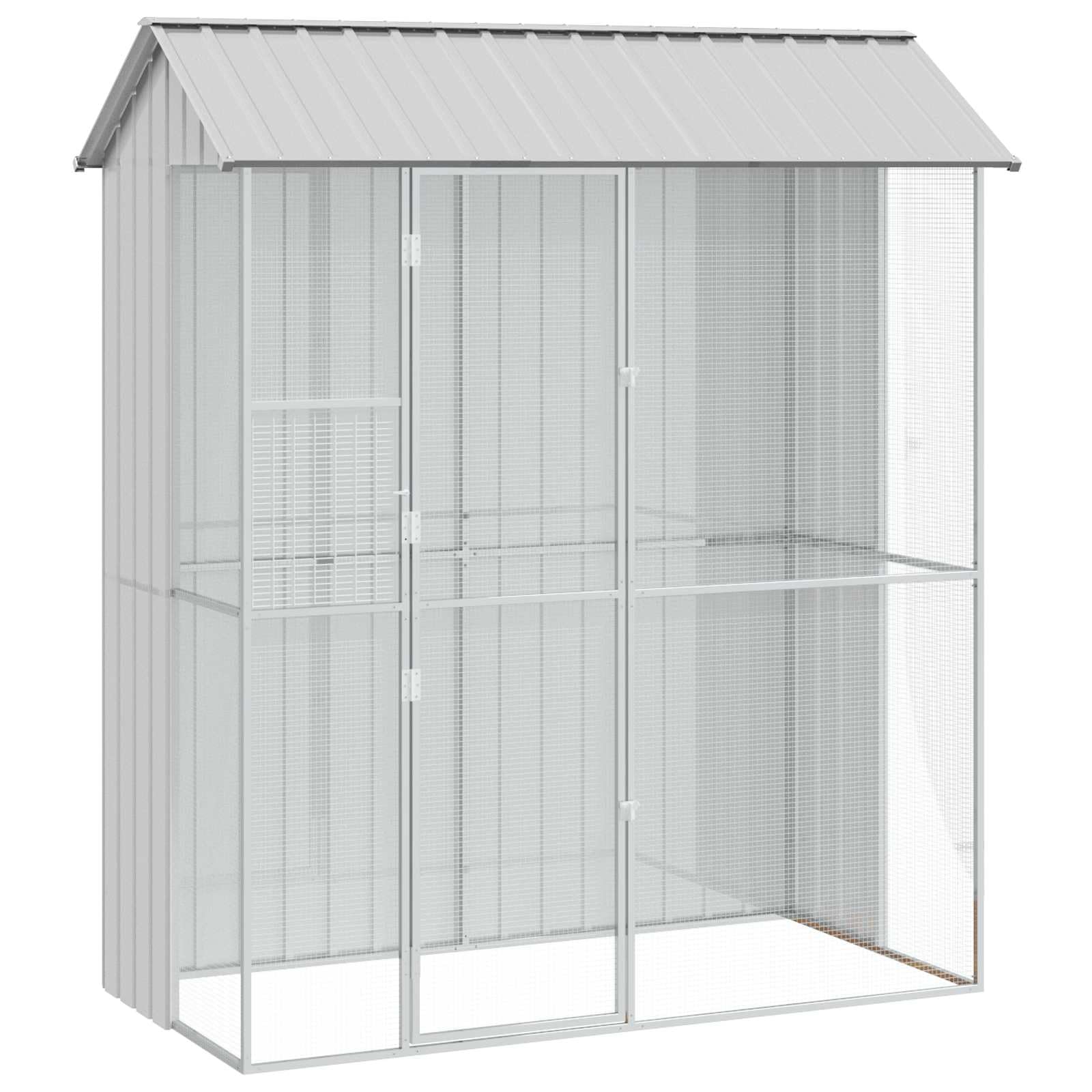 Generisch Vogelkäfig Grau 215 x 110 x 247 cm Verzinkter Stahl,Tier- & Haustierbedarf,Haustierbedarf,Vogelbedarf,Vogelkäfige & -ständer-3325173