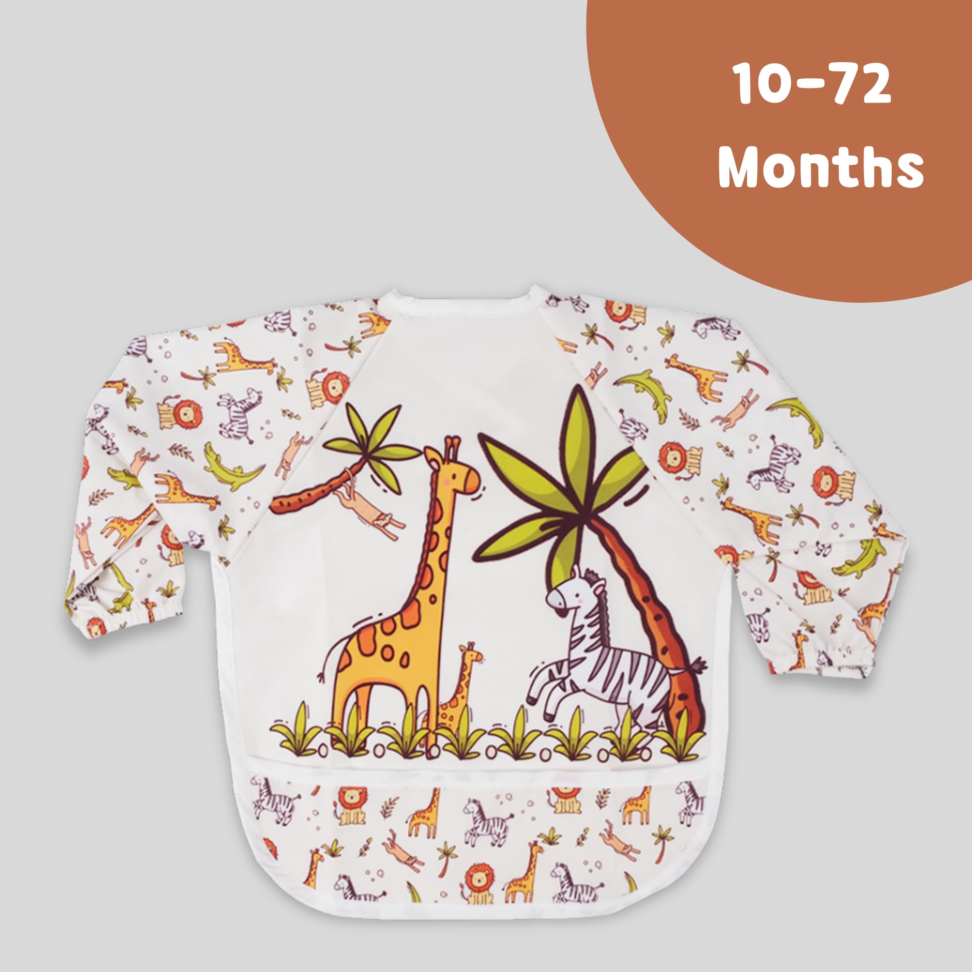 Baby Bibs for Feeding - Waterproof, Soft, Adjustable - Easy to Clean, Lightweight, Comfortable for Infants and Babies (1, Giraffe) - Image 3