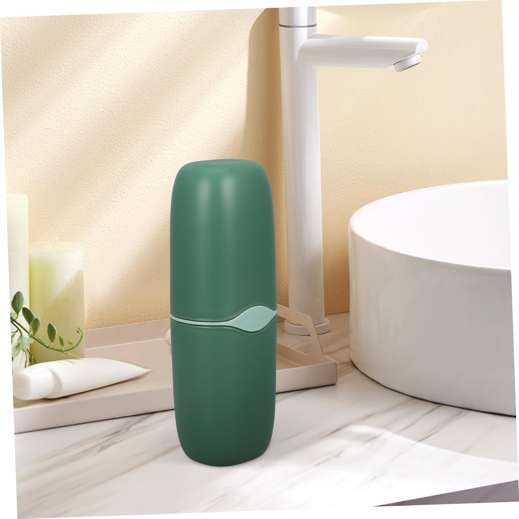 FRCOLOR 4pezzi Portaspazzolino Viaggio Multifunzione Organizer Per Spazzolino e Dentifricio Design Compatto e Portatile Per Viaggi Campeggio e Uso Domestico Matcha