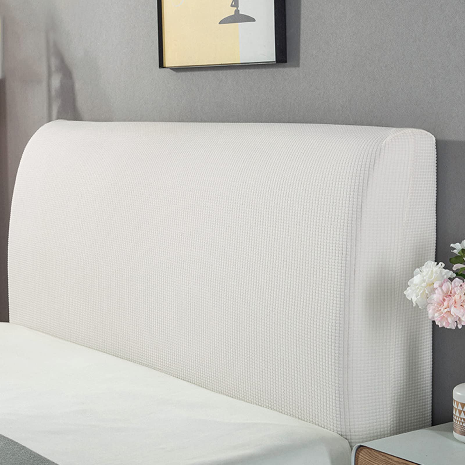 UVCMDUI Headboard Cover, Stretch Headboard Slipcover, Washable Bed Headboard Cover for Single/Double/King/Super King Size Bed,white,120cm/47.2in