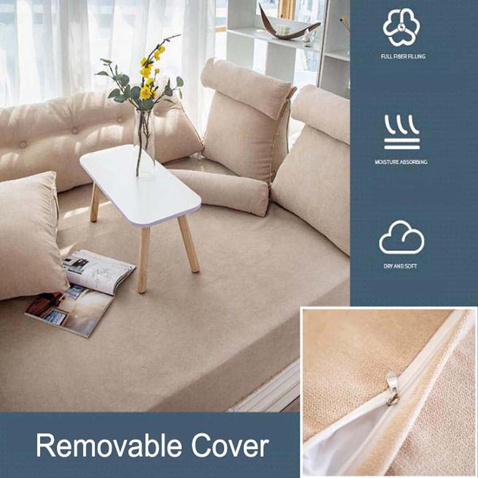 Respaldo De Lectura En CuñA, con Almohada Cervical Ajustable, AlmohadóN De Apoyo Lumbar, Cojines para Posicionar La Espalda, Funda De Chenilla ExtraíBle