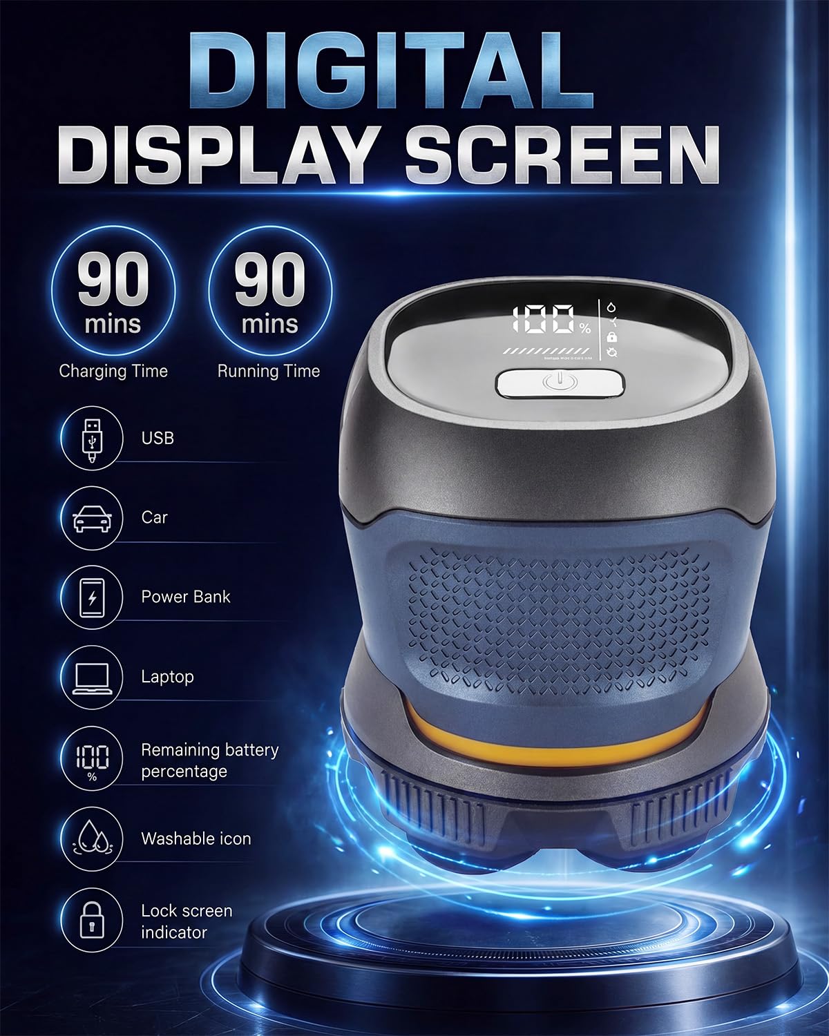 Rasoio elettrico da uomo, 6D a forma di teschio, ricaricabile tramite USB, portatile, da viaggio, regalo per la festa del papà, blu