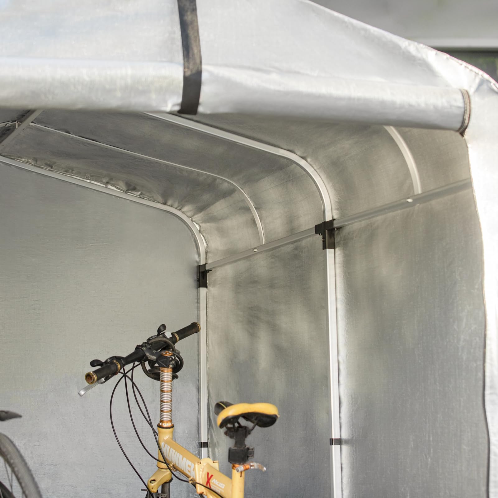 SoBuy Fahrradgarage wetterfest Geräteschuppen Fahrradgarage für 2-4 Fahrräder Carport Zelt mit UV-Schutz Fahrradschuppen für Regenschutz Terrasse Motorrad Garage Gartenhaus 159x165x219cm KLS11-L