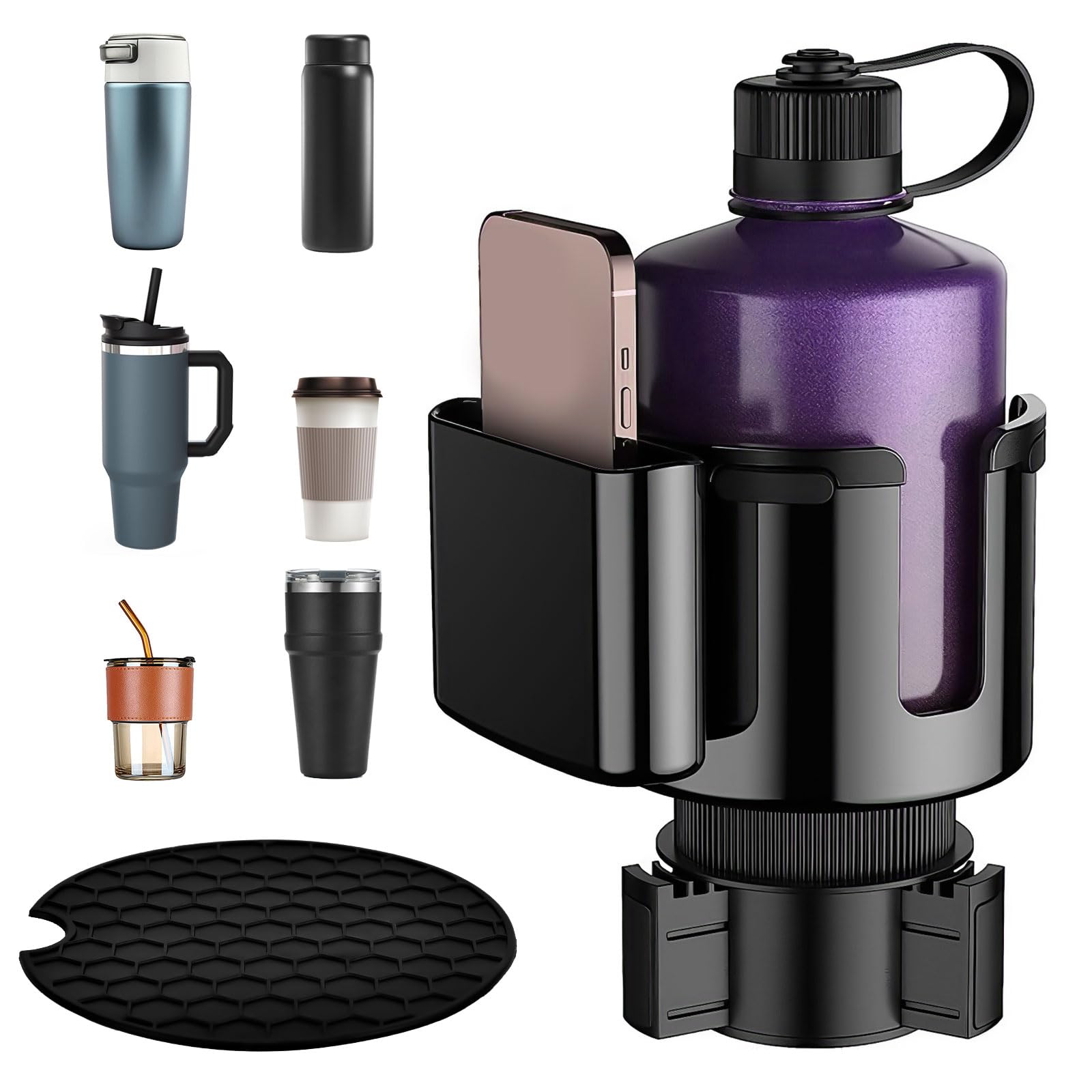 2 Pezzi Portabicchieri Auto, Portabevande Regolabile Portabottiglie Per Tazze Thermos, Tazze da Caffè, Lattine per Bevande, Auto Portabevande(nero