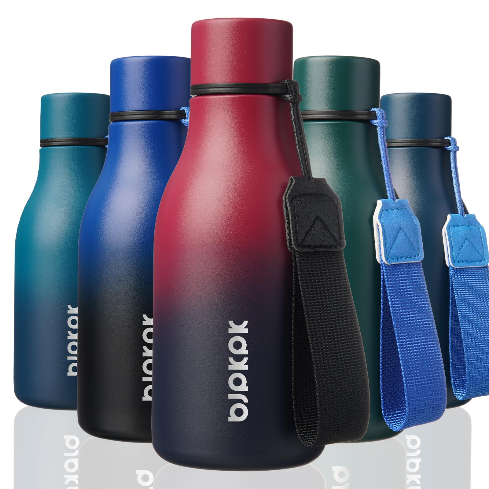 BJPKPK Insulated Water Bottles, 12oz Stainless Steel Metal Water Bottle with Strap, BPA Free Leak Proof Jugs, Mugs, Flasks, Reusable Thermal Flasks