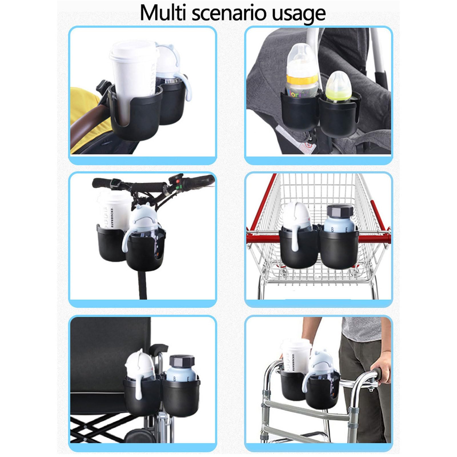 Porte-gobelet multifonction portable à clipser pour tricycles et landau