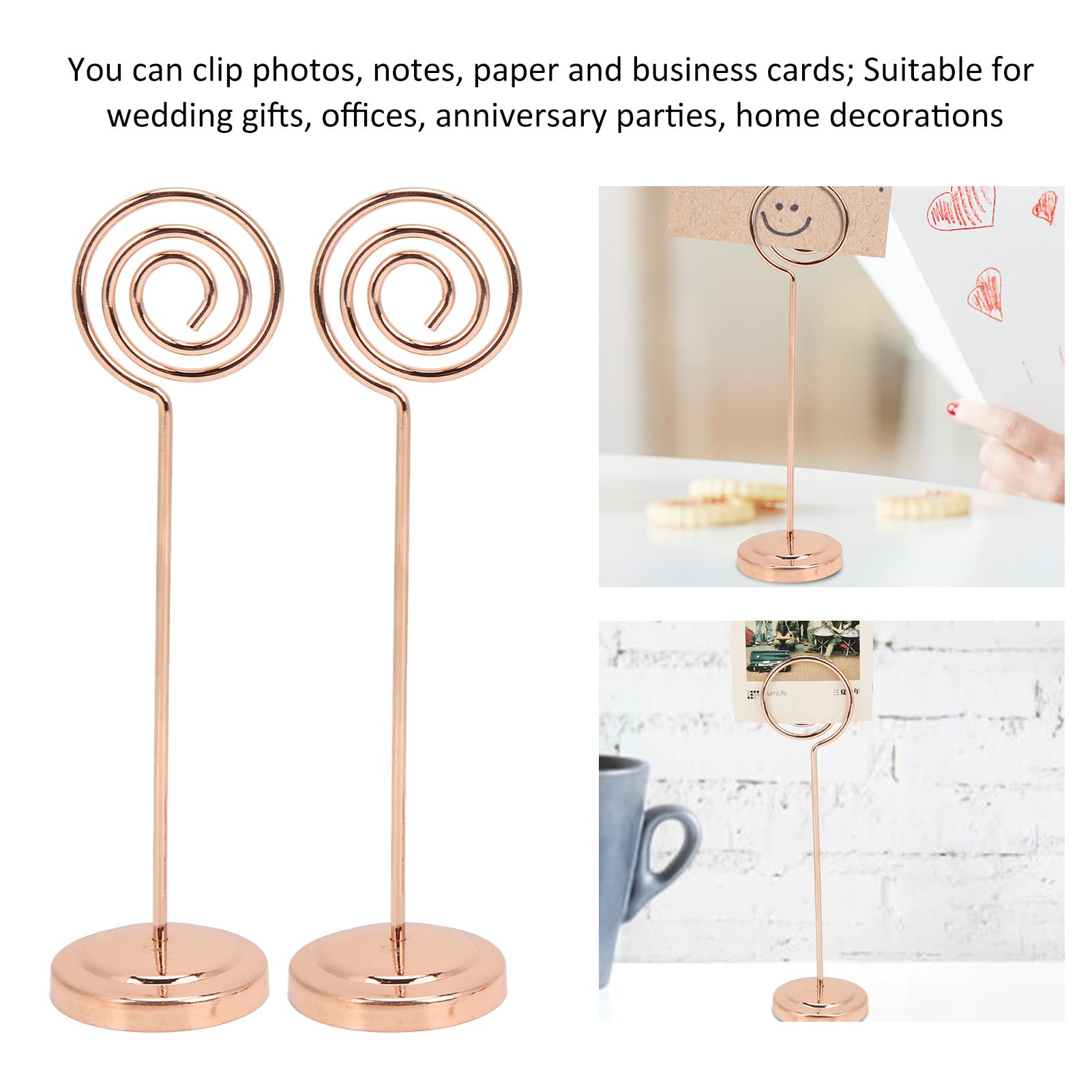 Uchwyty na numery stolików, Table Number Holder Semicircle Base Electroplating Gold Rose 2 Pcs Wedding Office(Rose Gold)