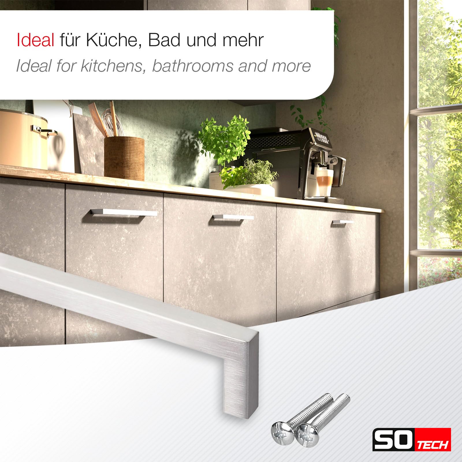 Maniglia Per Mobili SOTECH E11 In Acciaio Inox - Lunghezza 640mm, Finitura Spazzolata - Foto 4